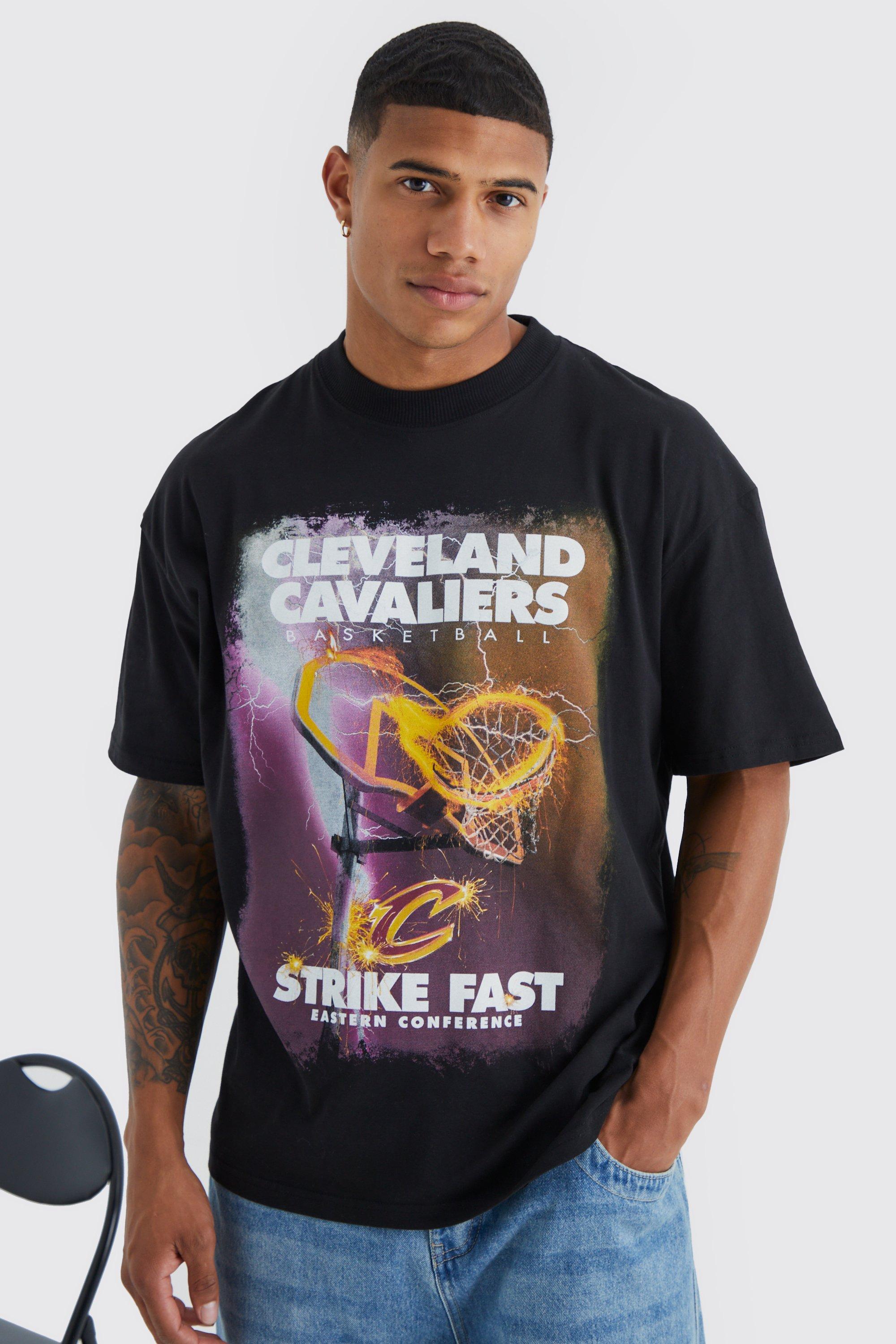 boohooMAN Mens Cleveland Cavaliers NBA License T Shirt - Black