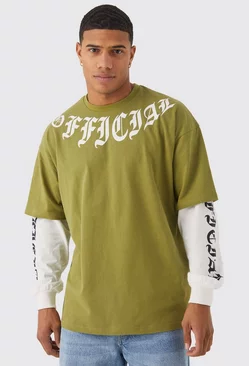 Oversized Official Faux Layer T-shirt Green