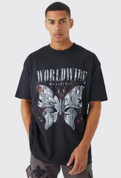 Oversized Worldwide Graphic T-shirt Black
