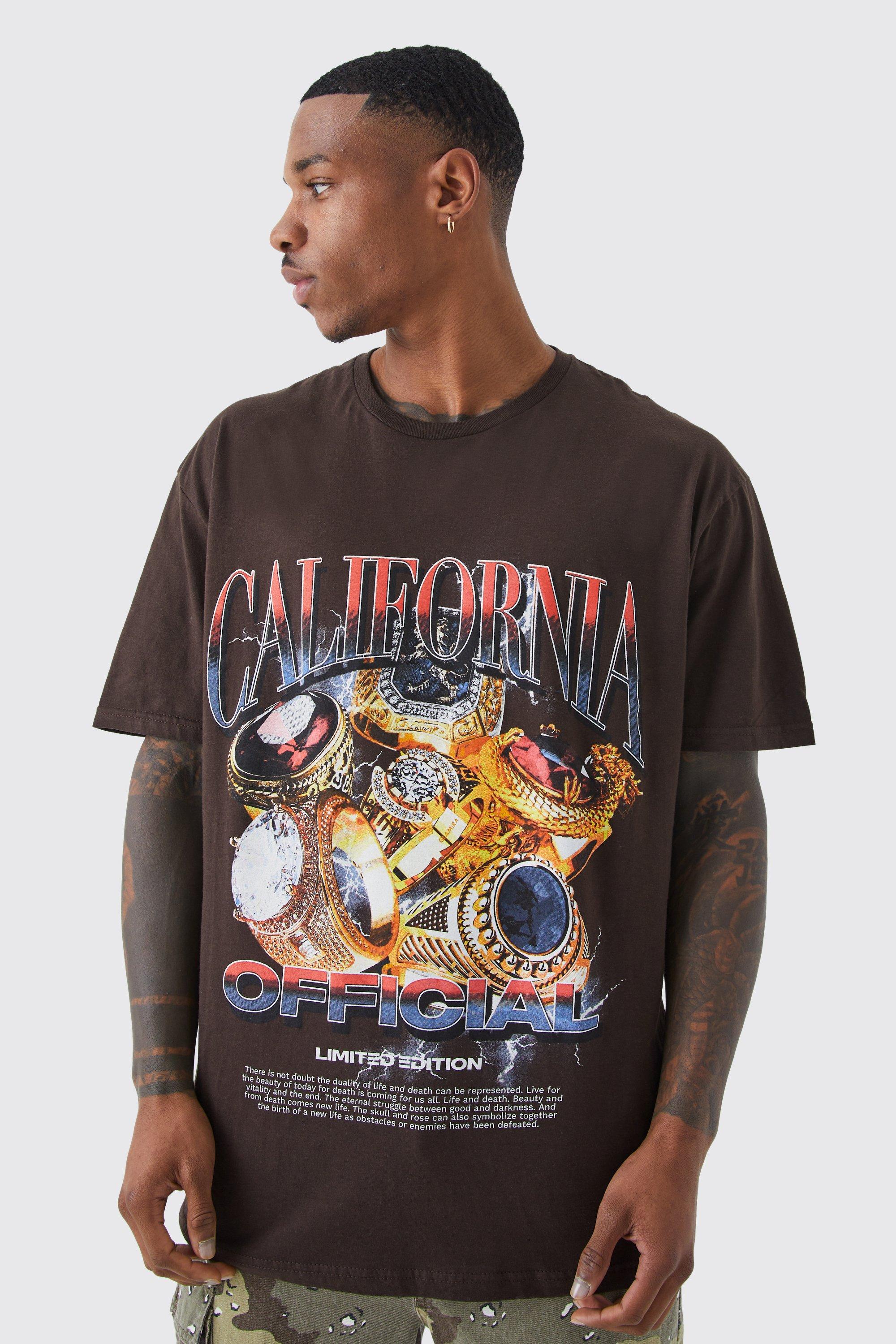 boohooMAN Oversized Chicago Print T-Shirt - Beige - Size XS