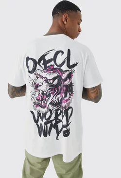 White Oversized Tiger Graphic T-shirt