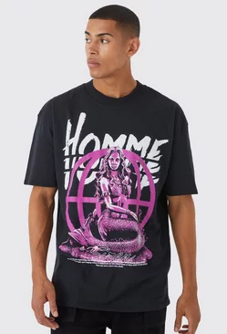 Oversized Homme Graphic T-shirt Black