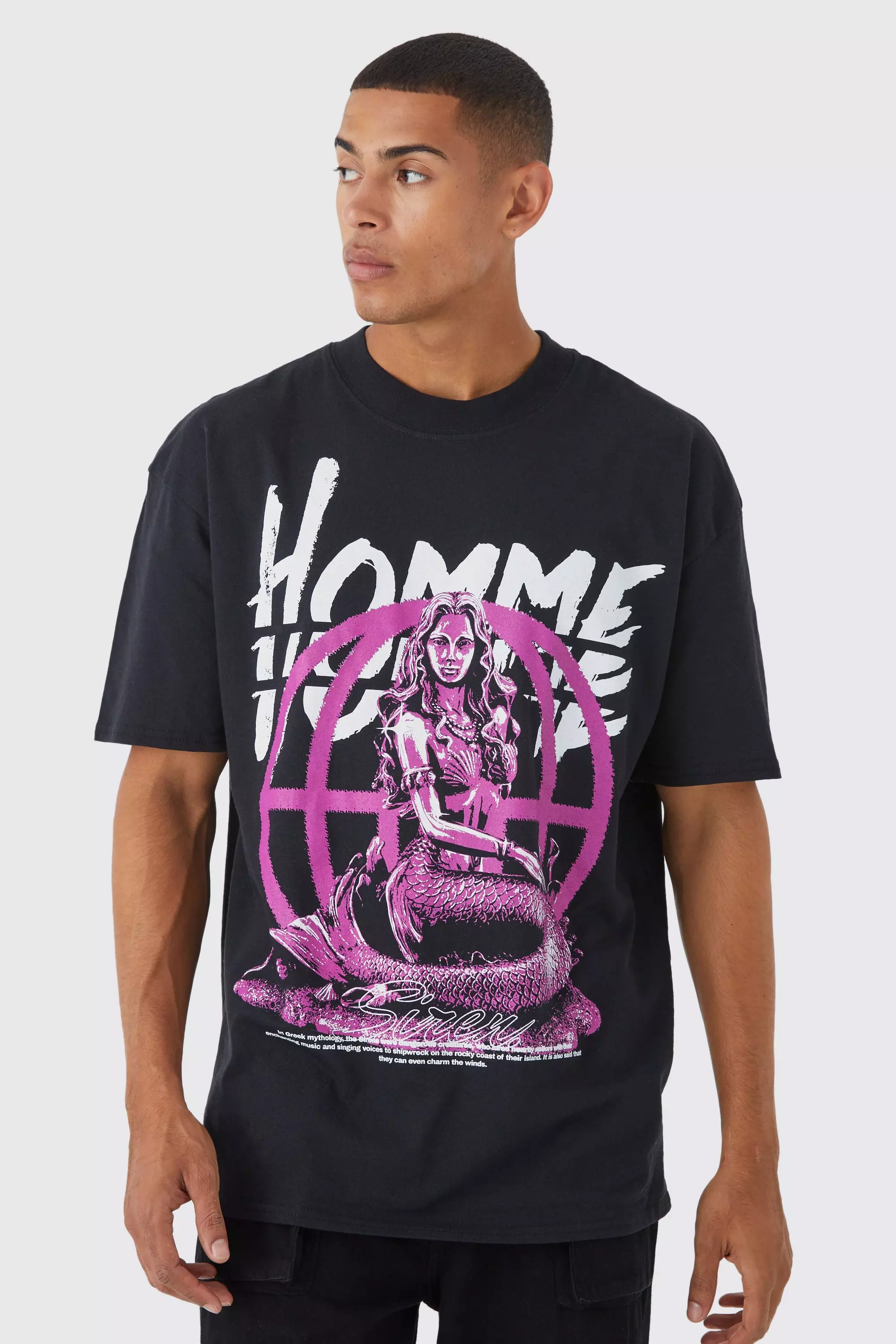 Oversized Homme Graphic T-shirt Black
