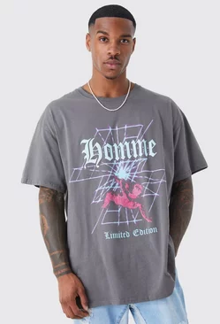 Charcoal Grey Oversized Homme Graphic T-shirt