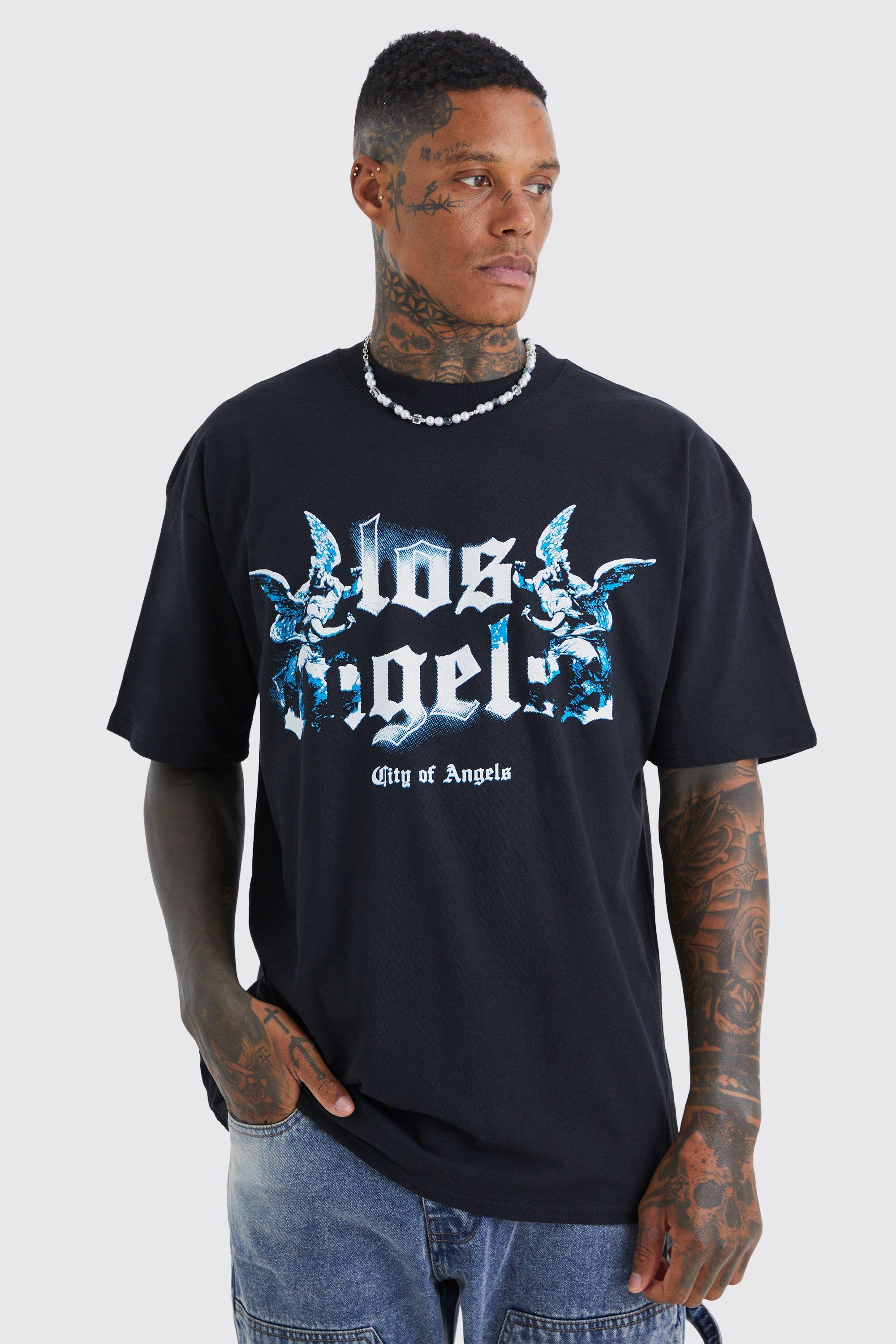 boohoo Mens Oversized Los Angeles Graphic T-Shirt - Black S