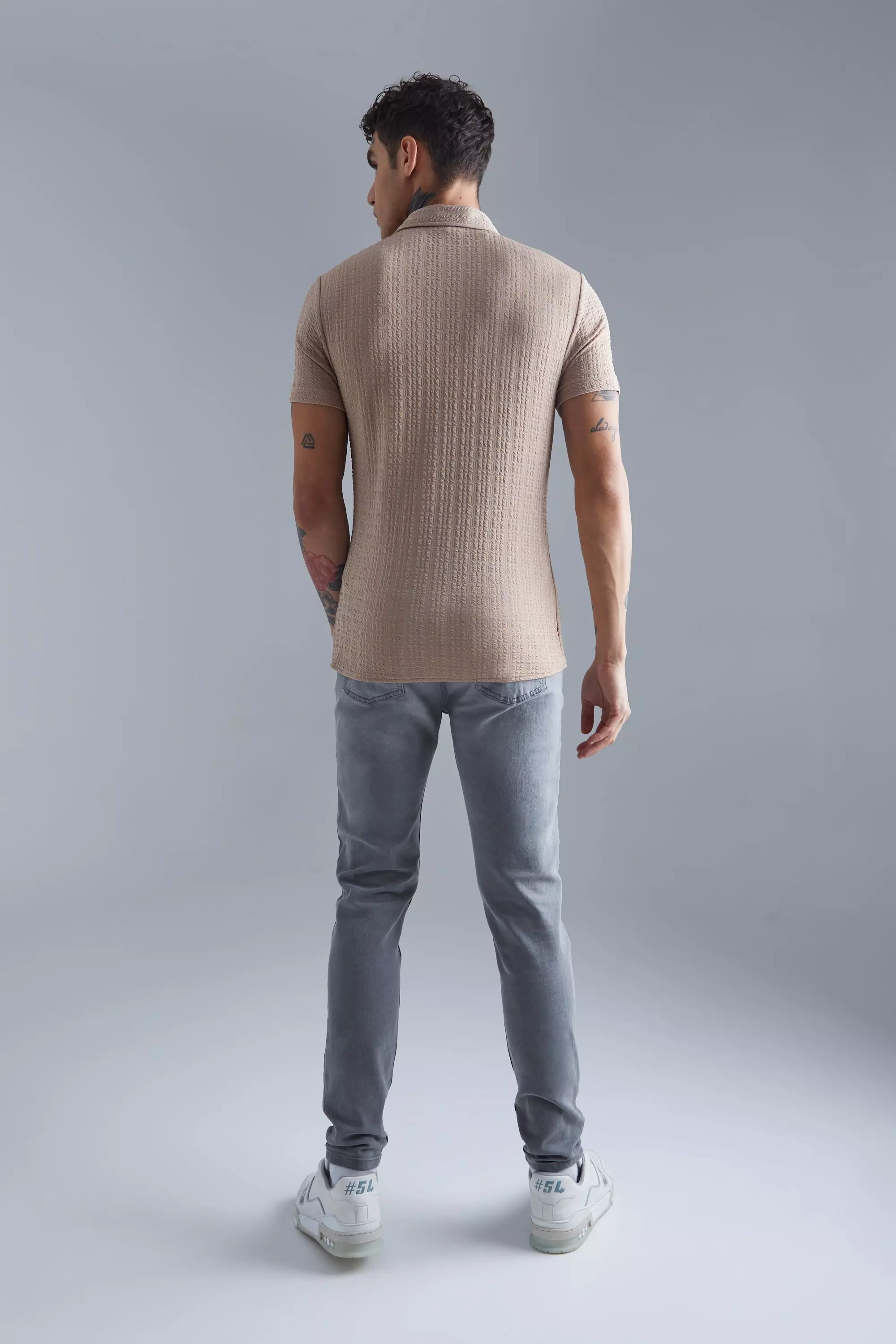 Taupe Short Sleeve Textured Compression Shirt alternative image