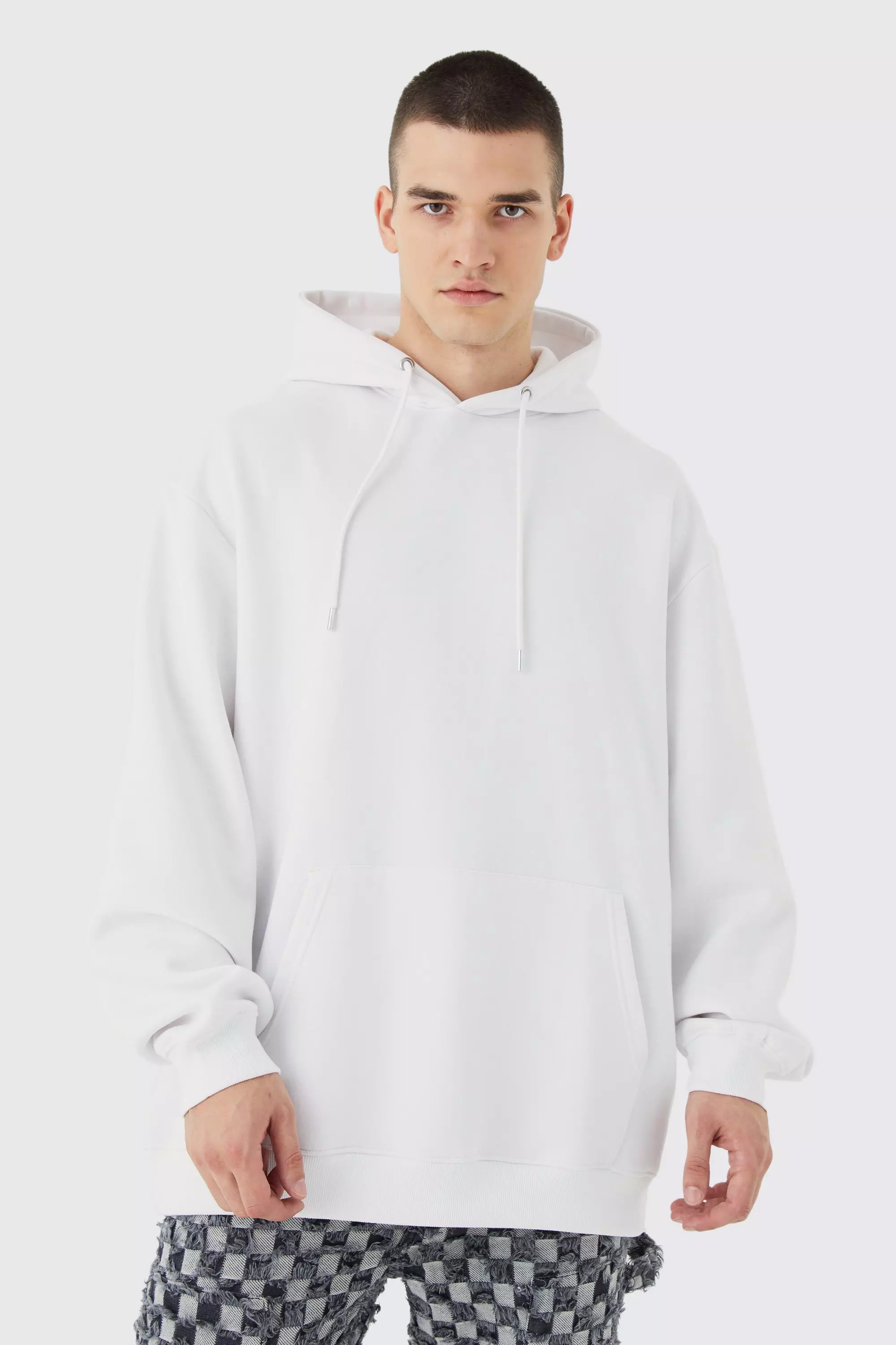 White hoodie boohooman hotsell