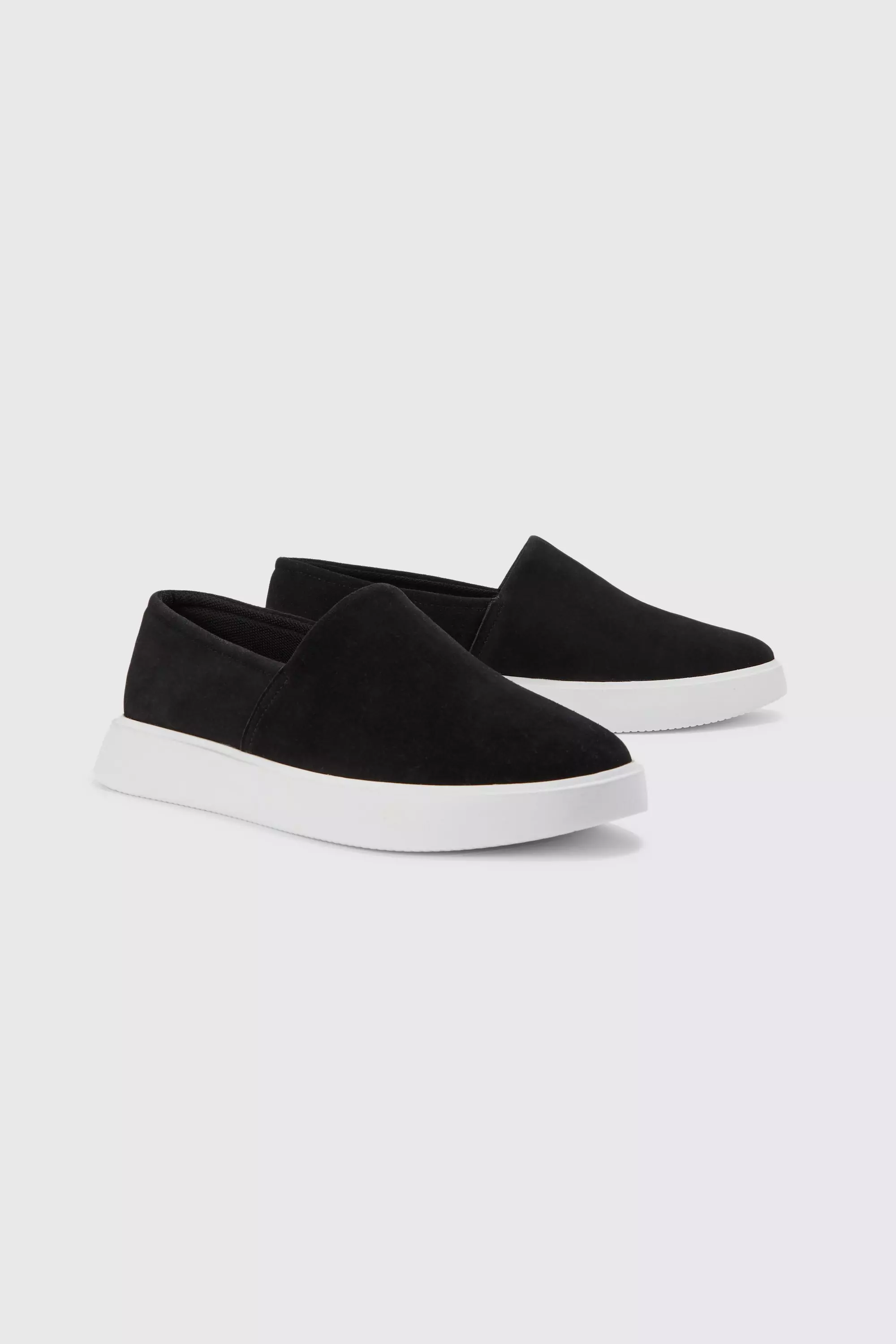 Chunky Faux Suede Loafer Black