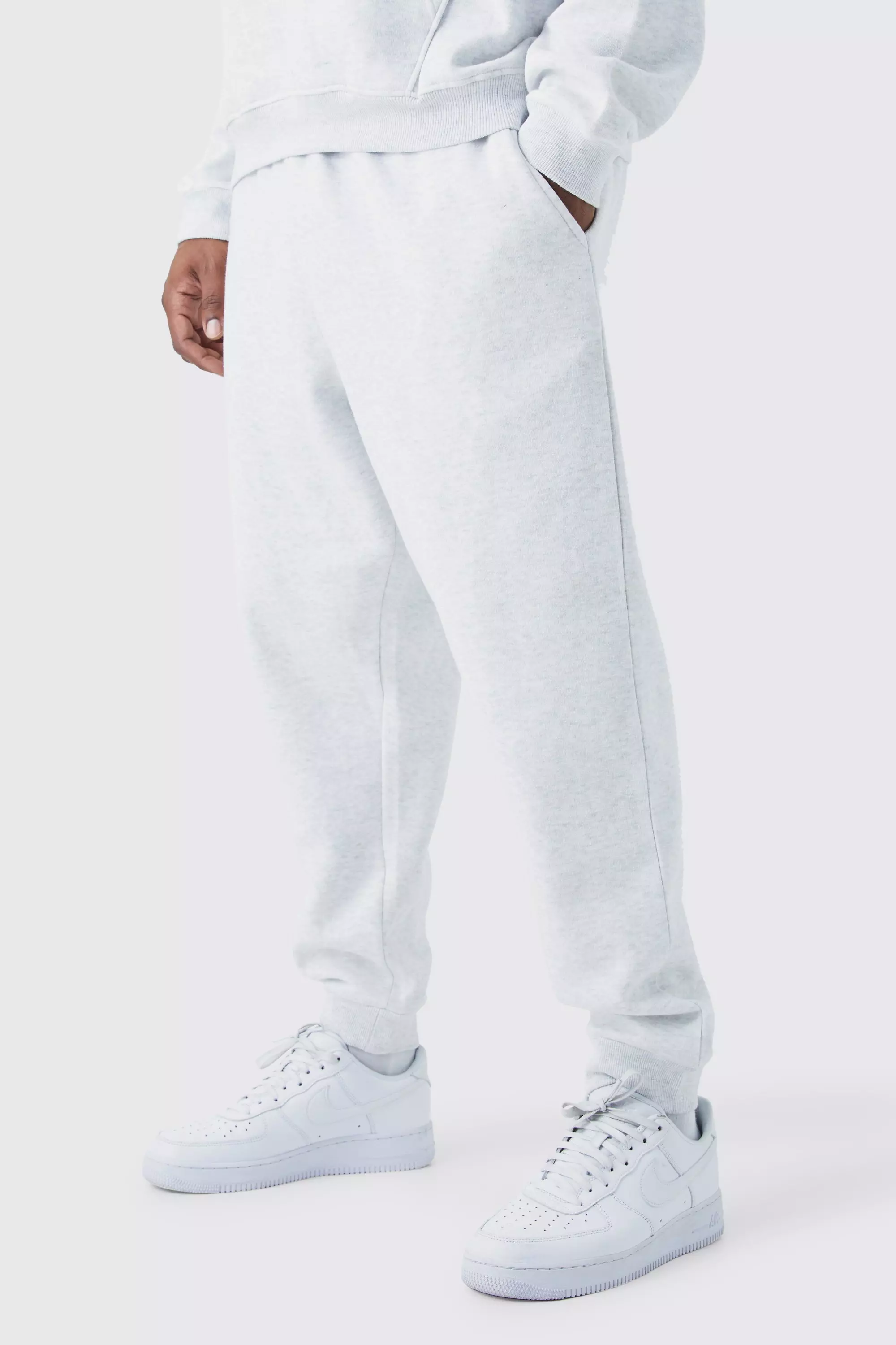 Plus Slim Fit Basic Sweatpants Grey marl