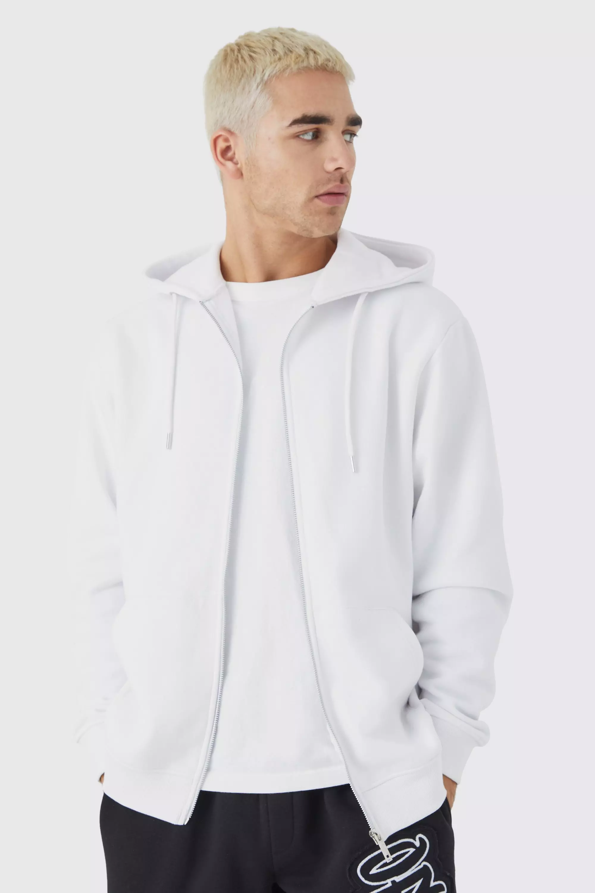 White hoodie boohooman sale