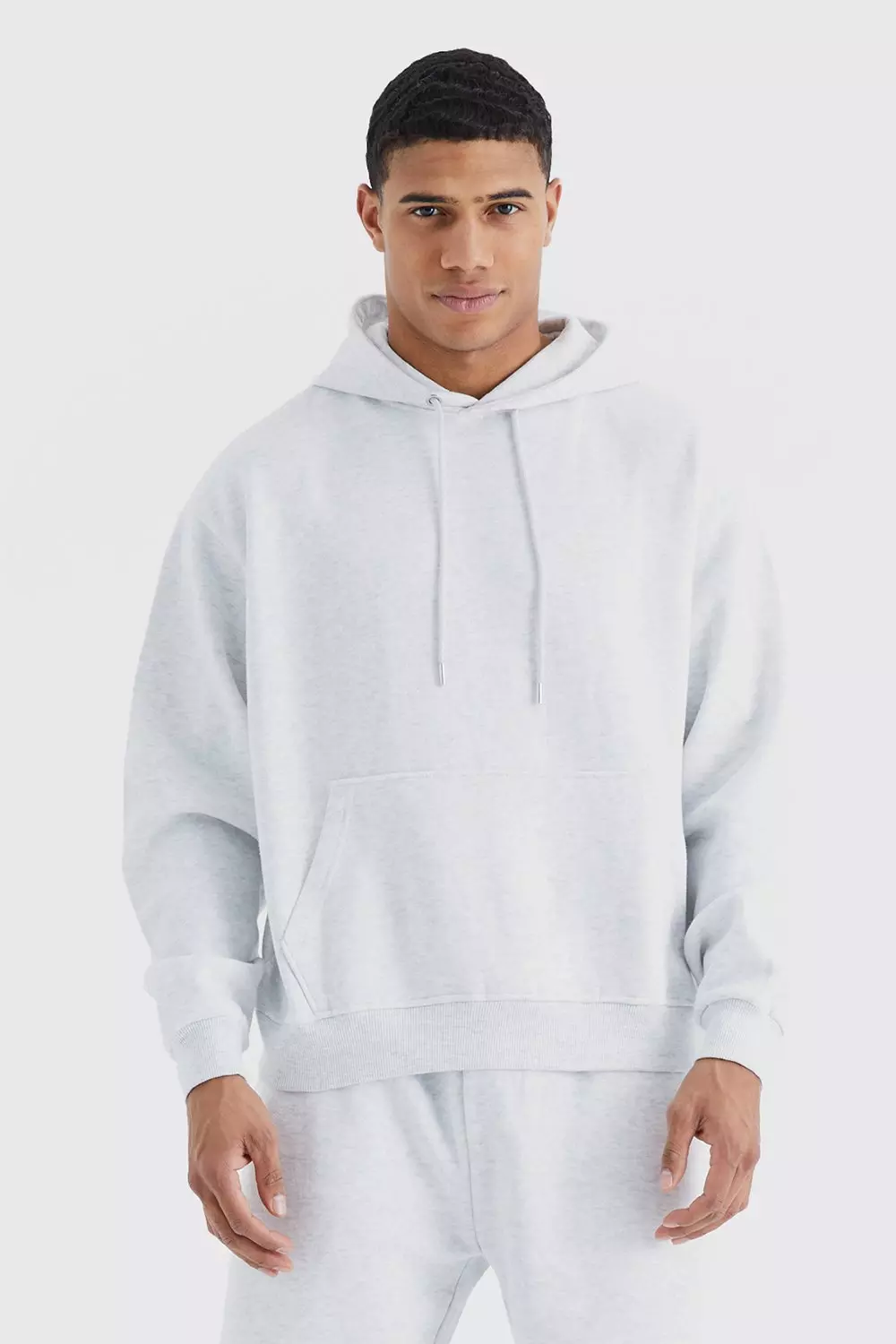 Oversized Boxy Basic Hoodie Grey marl