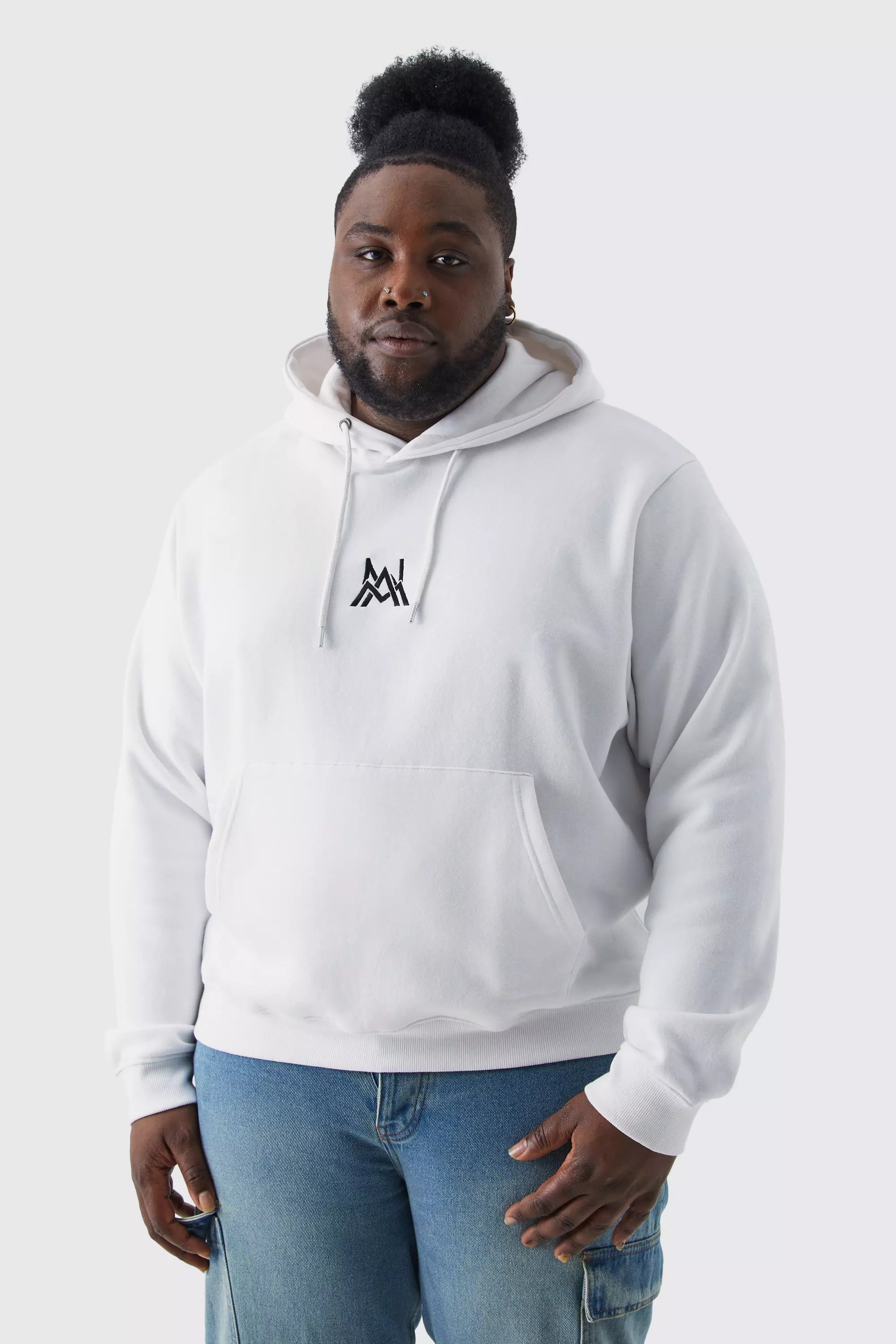 Plus Boxy Fit Man Hoodie White