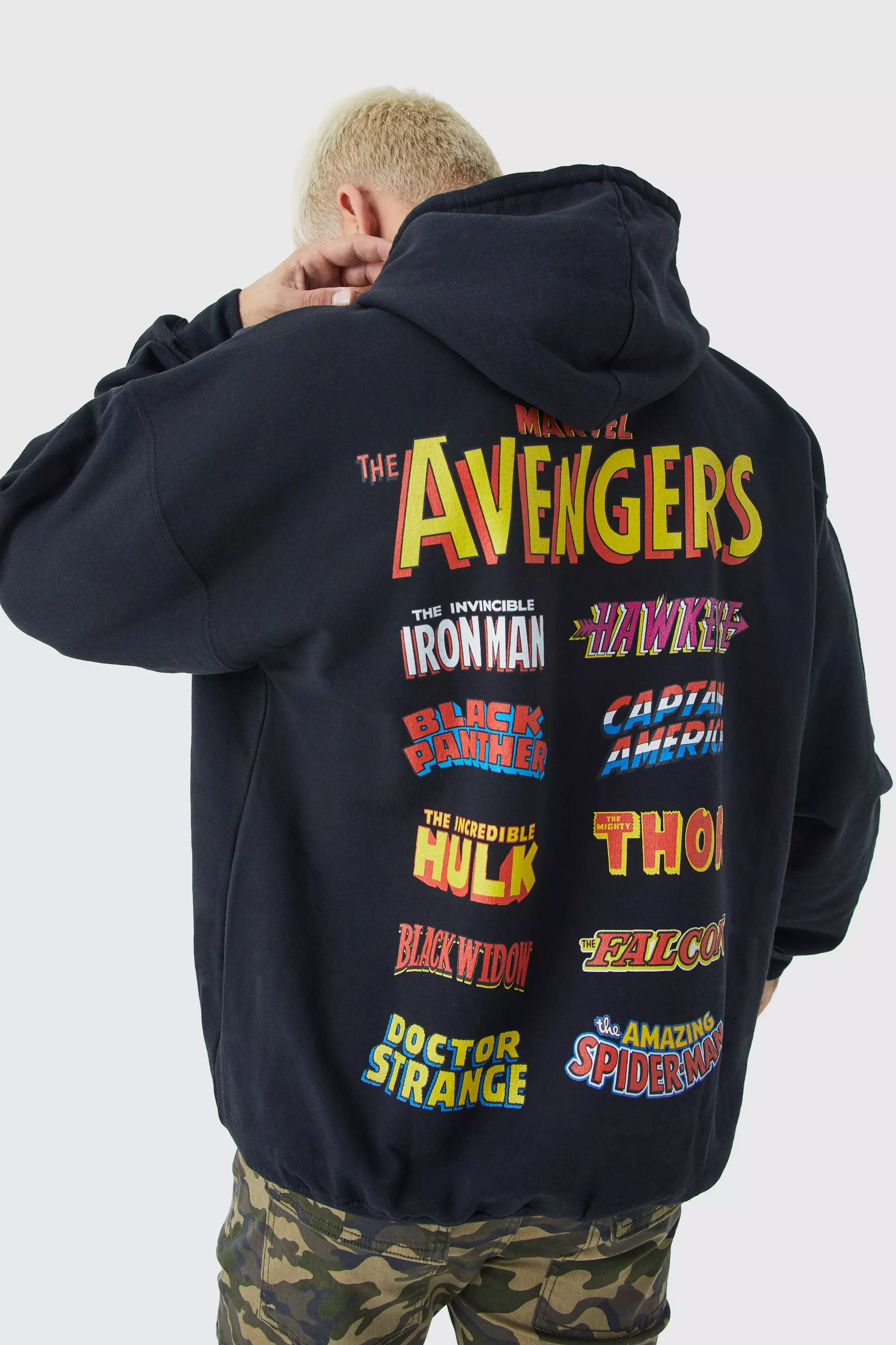 Oversized Marvel Avengers License Hoodie Black