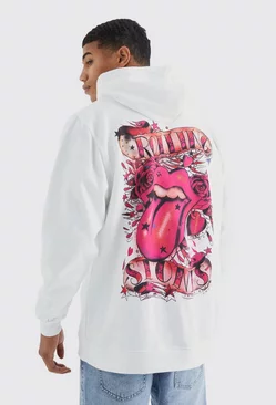 Oversized Rolling Stones License Hoodie White