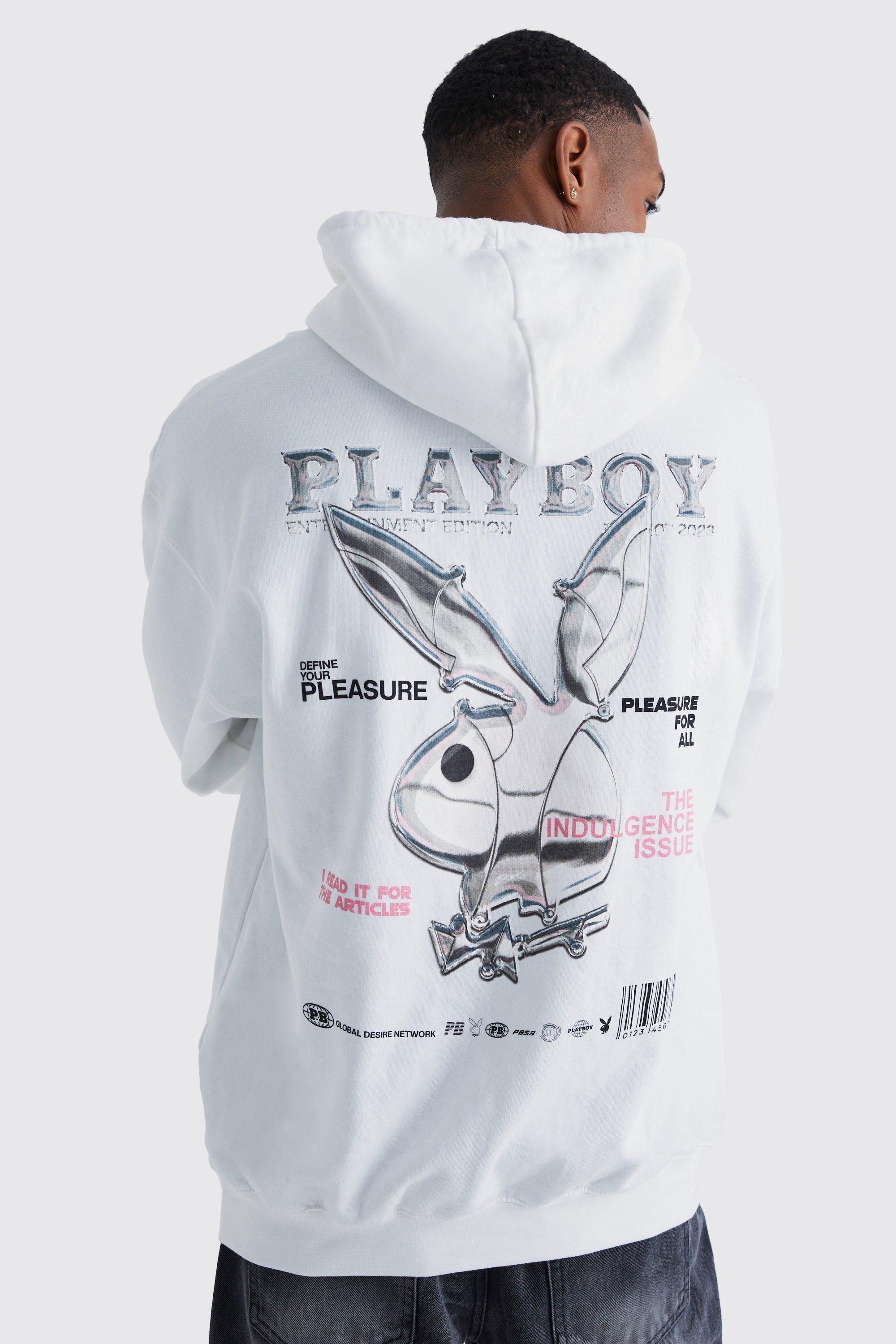 Playboy x missguided white online magazine print oversized hoodi