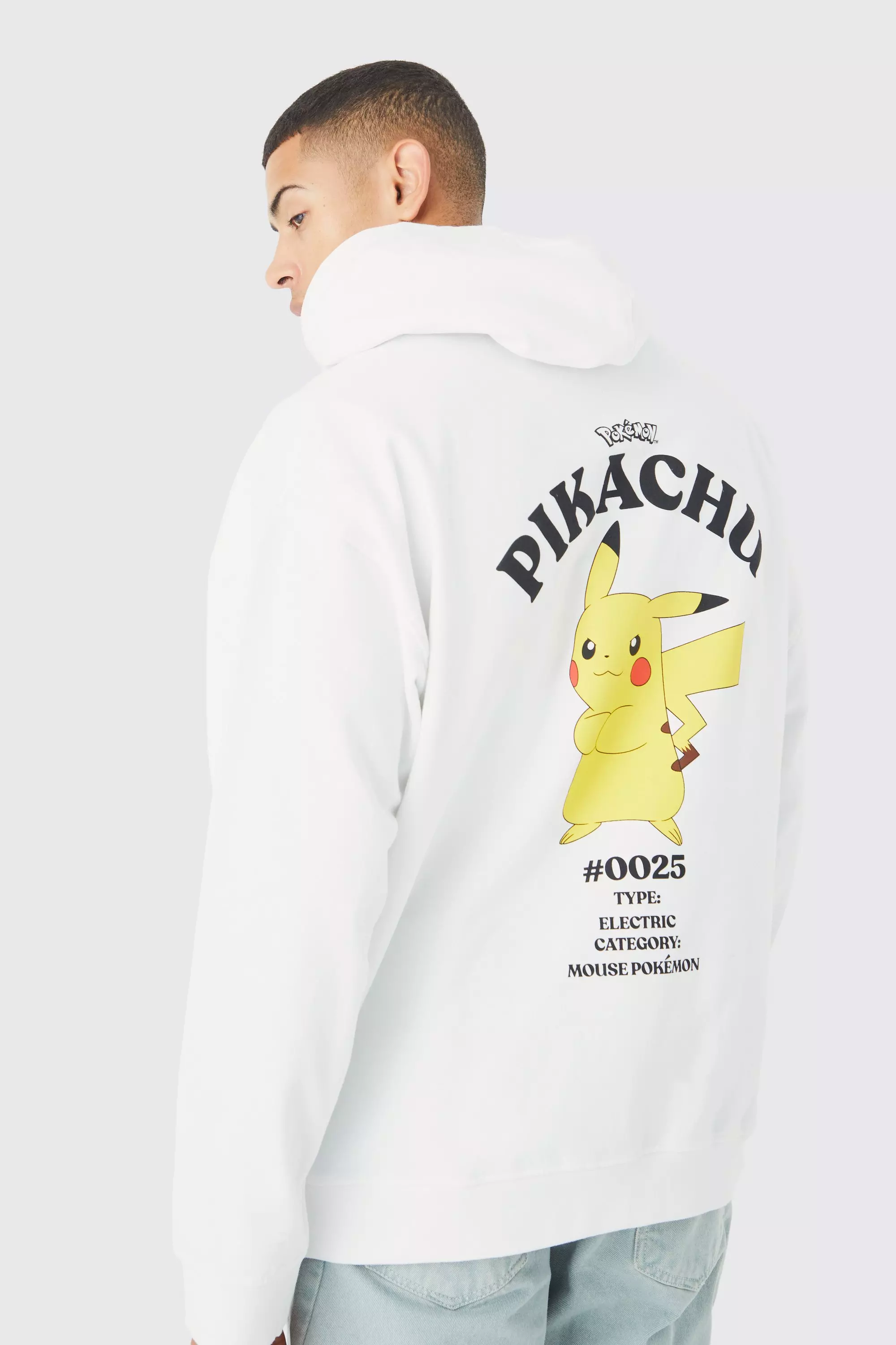 White Oversized Pokemon Pikachu License Hoodie alternative image