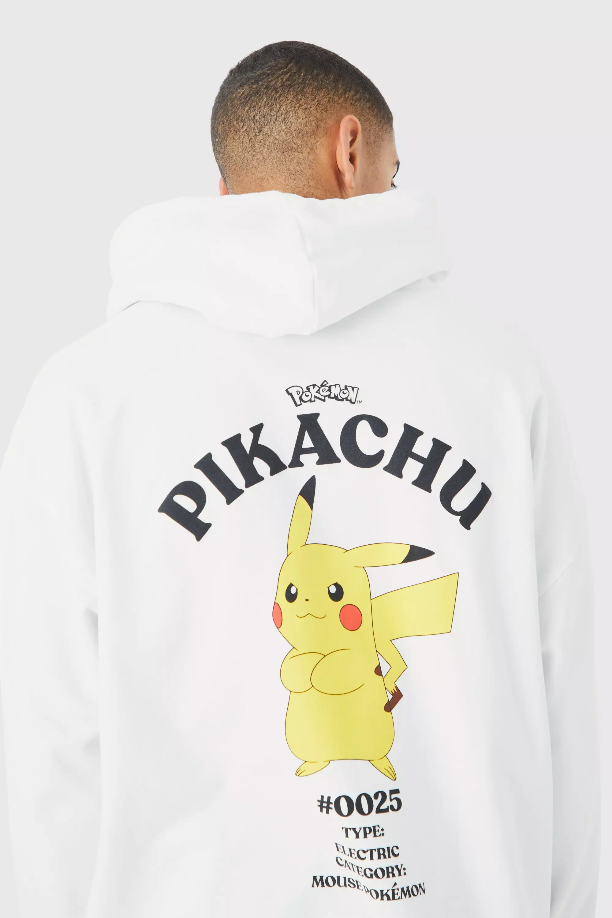 White Oversized Pokemon Pikachu License Hoodie alternative image