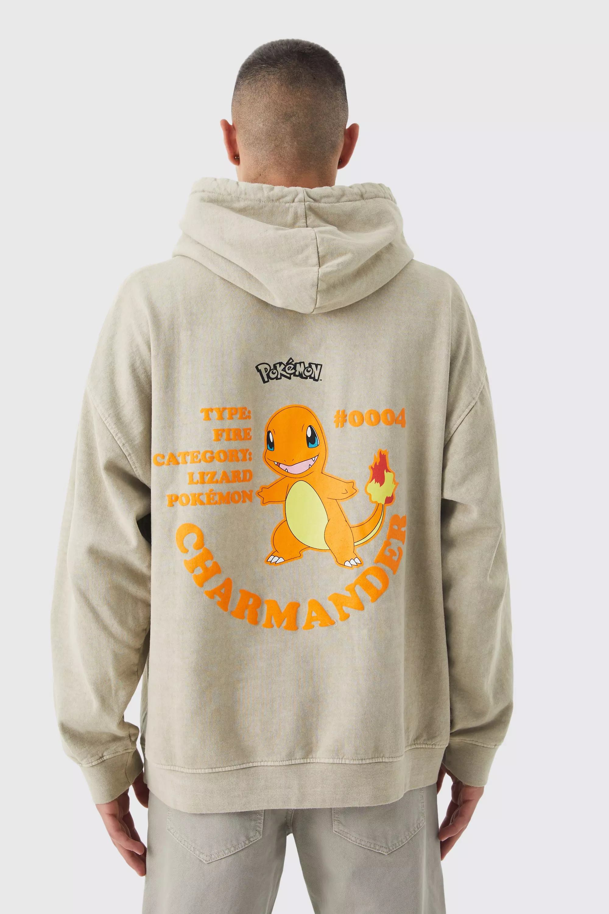 Oversized Pokemon Charmander License Hoodie Sand