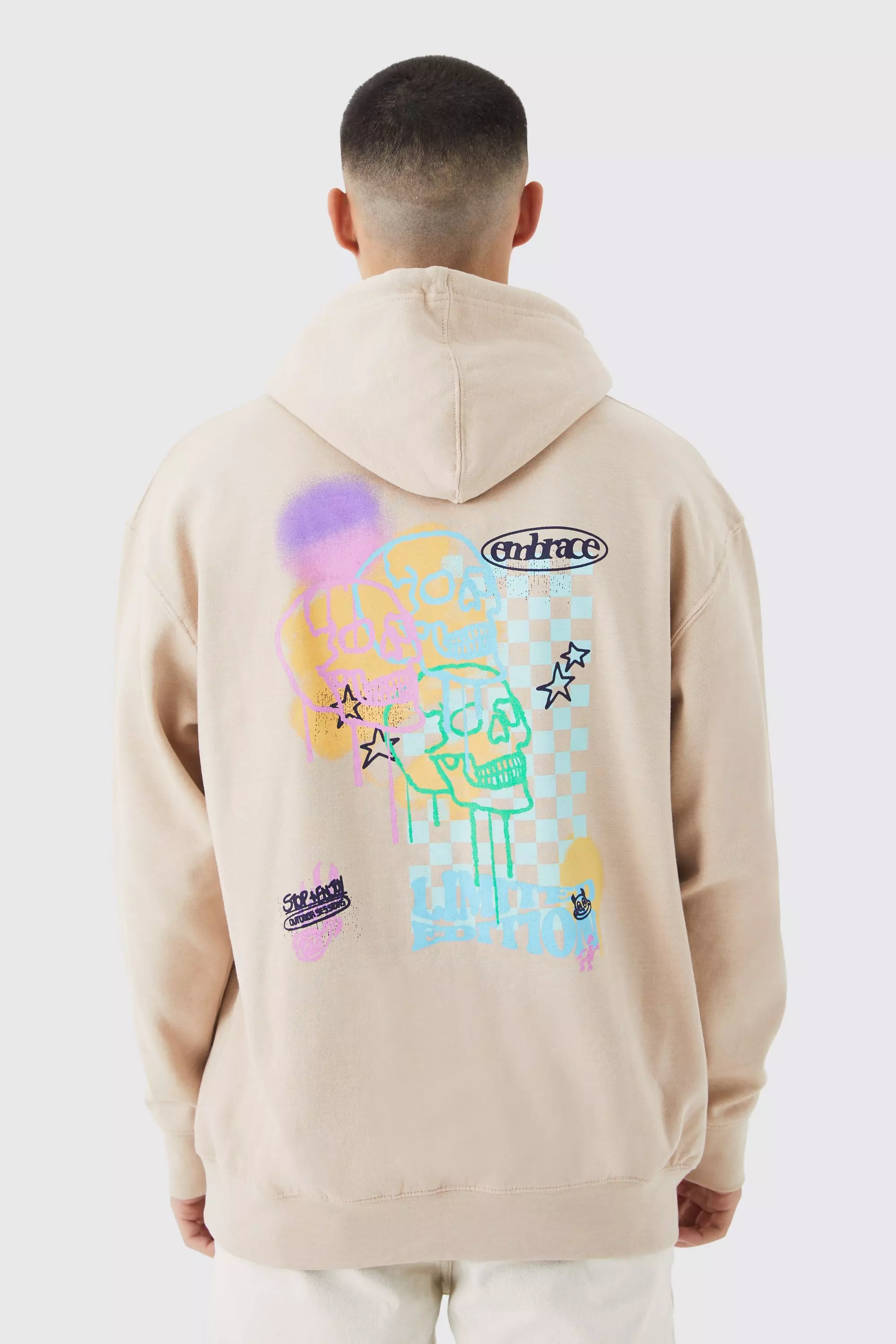 Plus Floral Graphic Zip Through Hoodie | boohooMAN USA