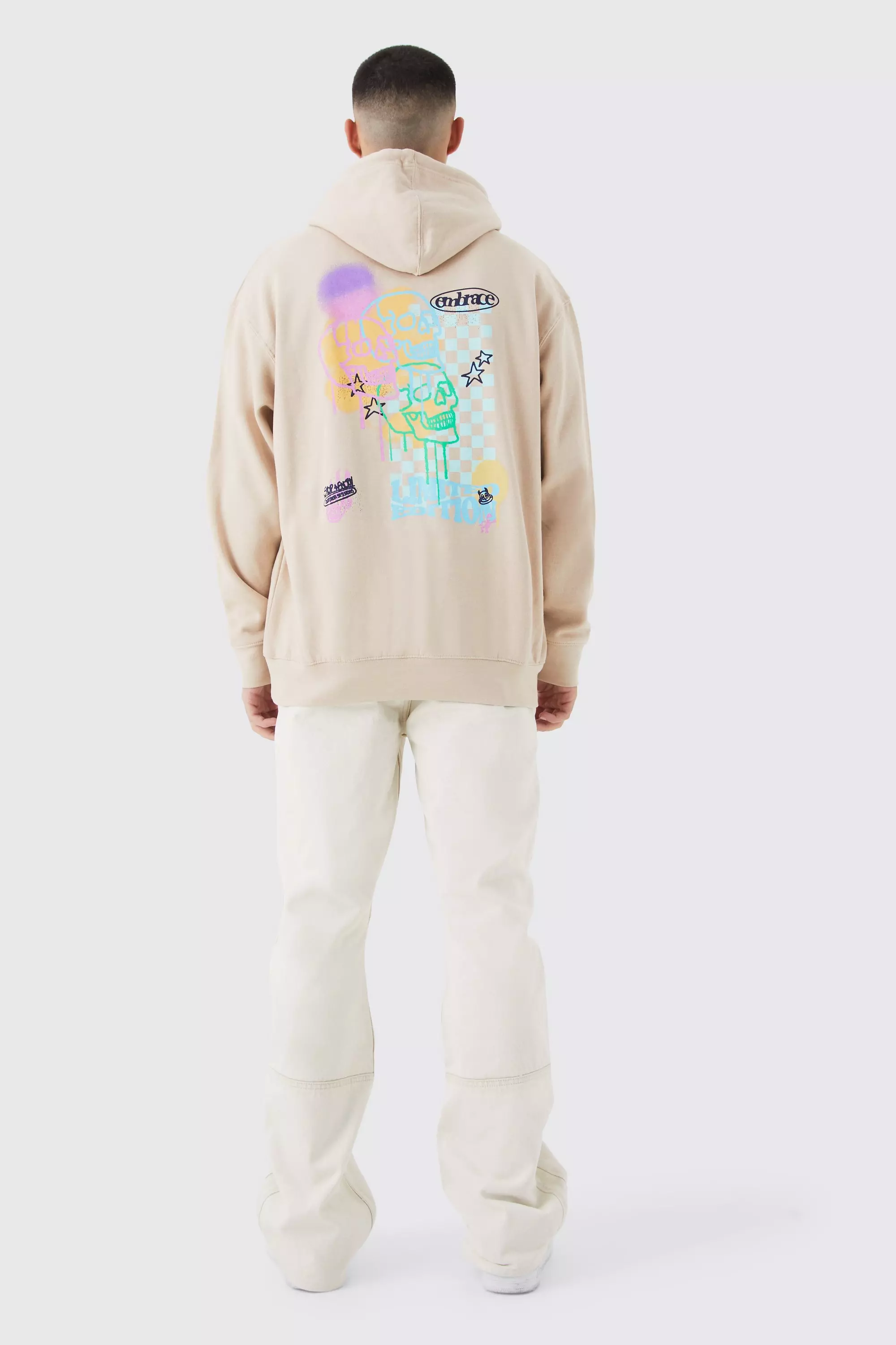 Oversized Skull Graffiti Hoodie | boohooMAN
