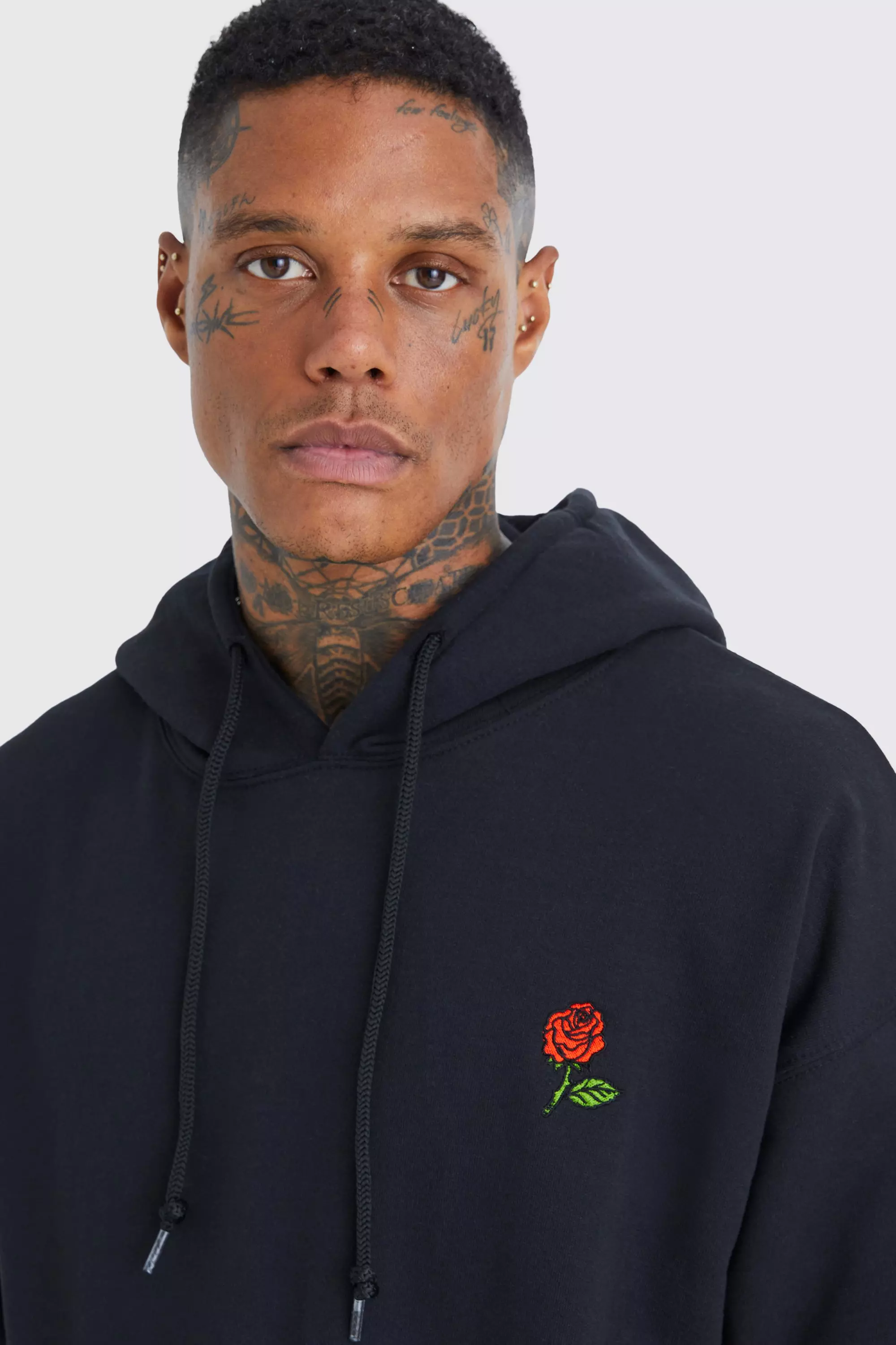 Rose embroidered hoodie mens sale