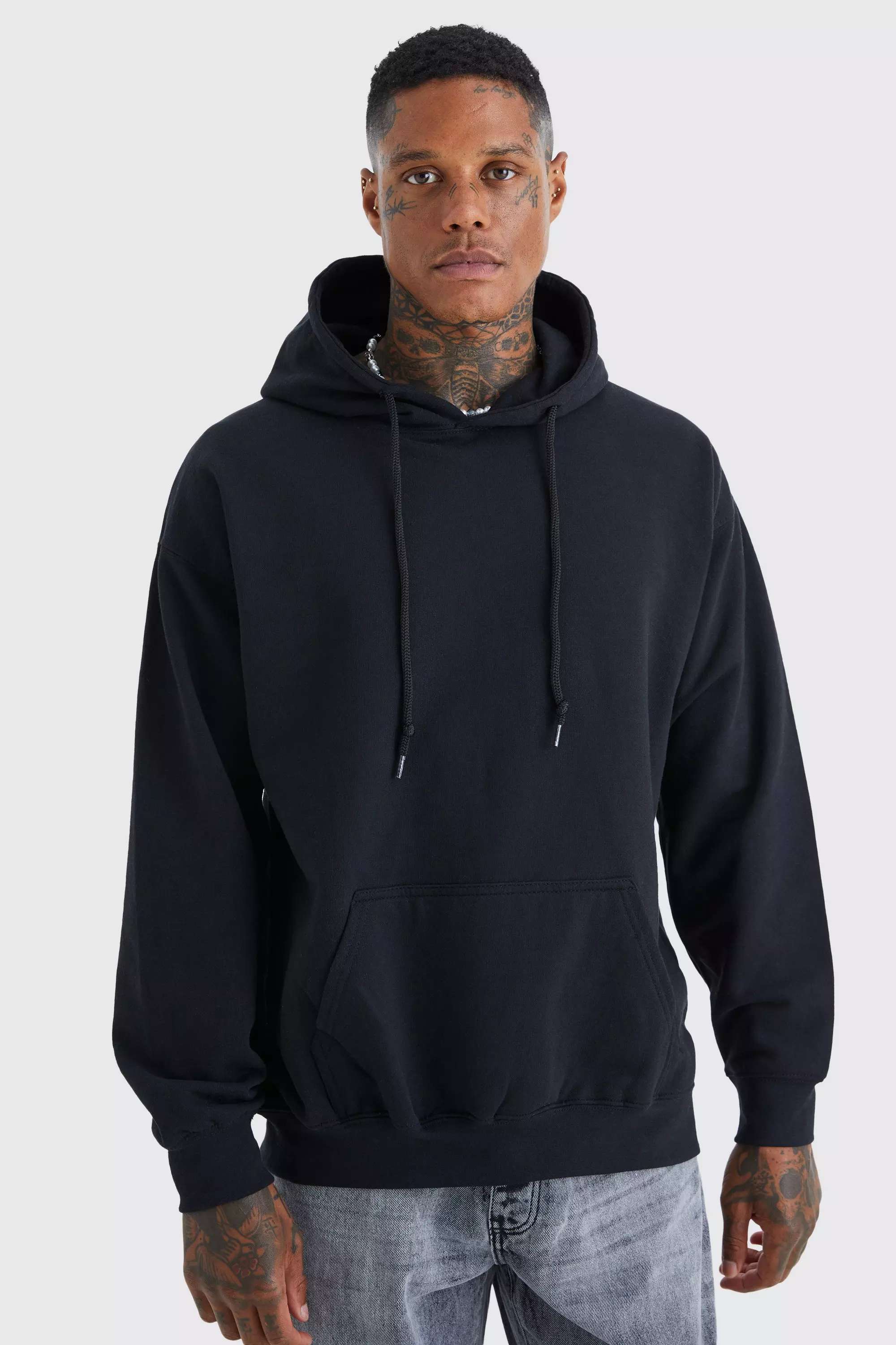 Regular Fit Line Drawn Rose Stem Print Hoodie boohooMAN USA