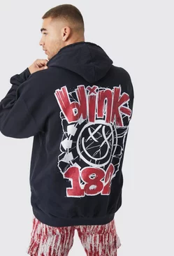 Oversized Blink 182 License Hoodie Black
