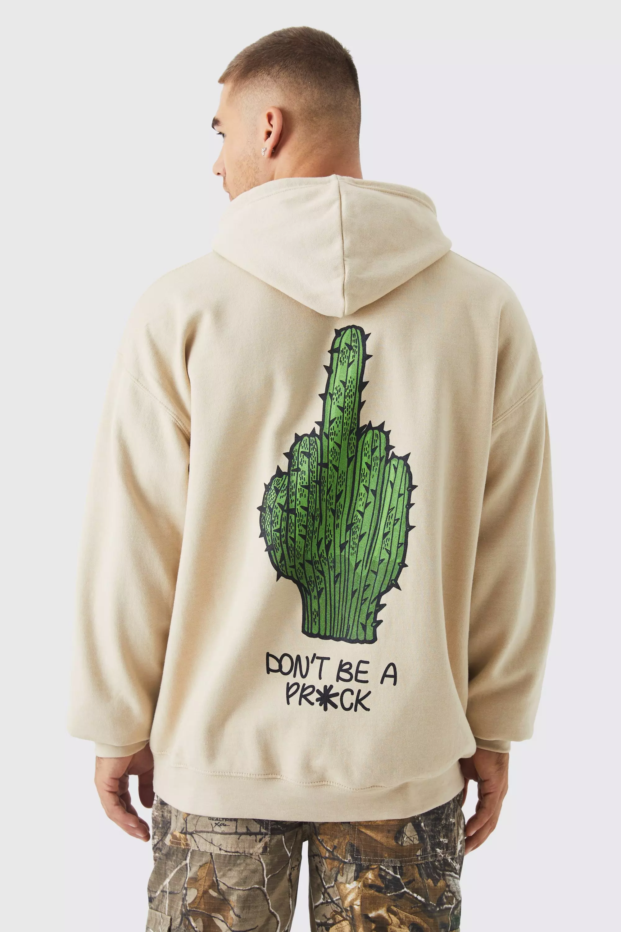 Sand Beige Oversized Don't Be A Meme Hoodie