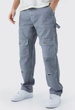Relaxed Carpenter Cargo Contrast Stitch Trouser Charcoal