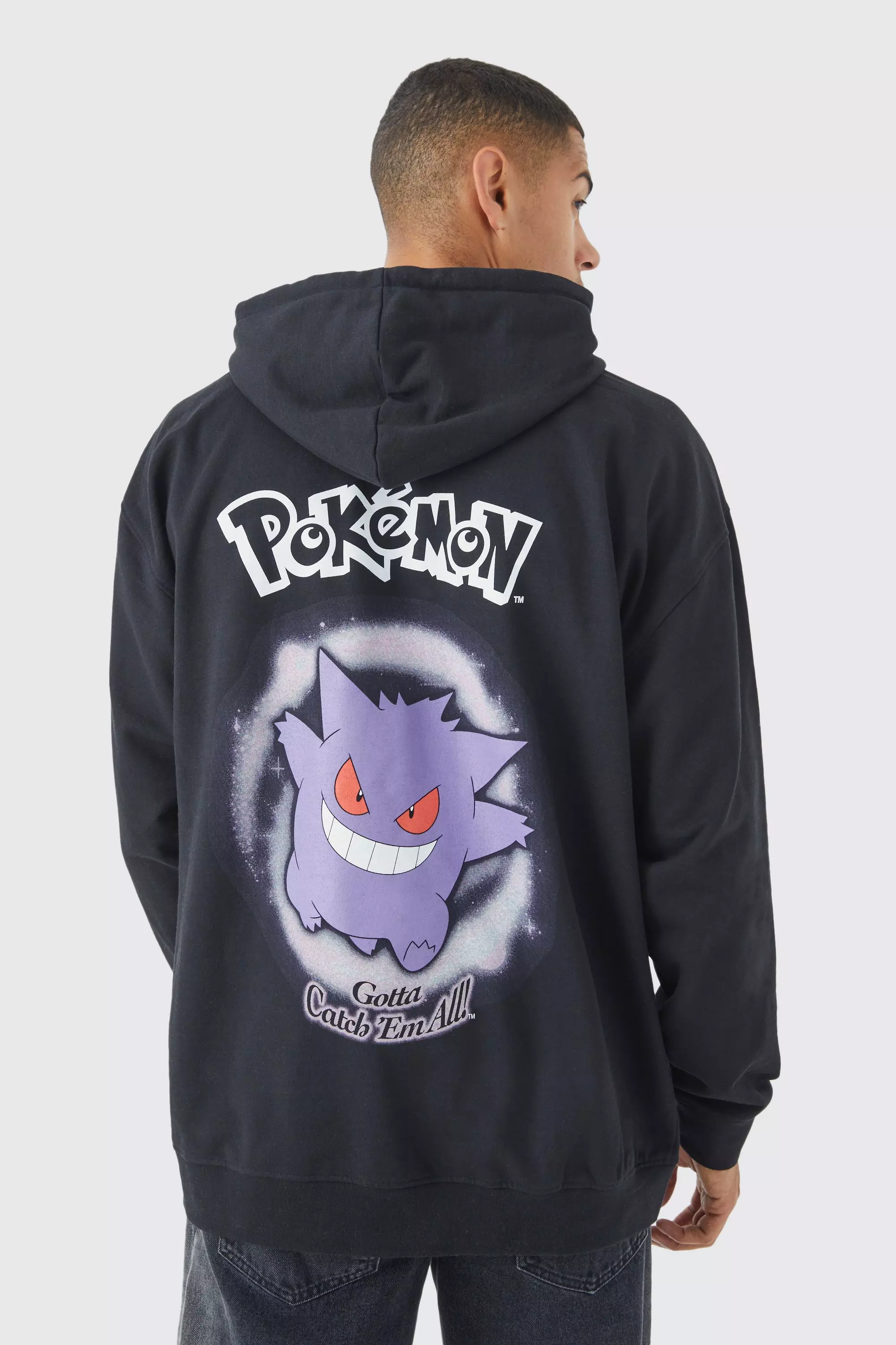 Black Oversized Pokemon Gengar License Hoodie alternative image