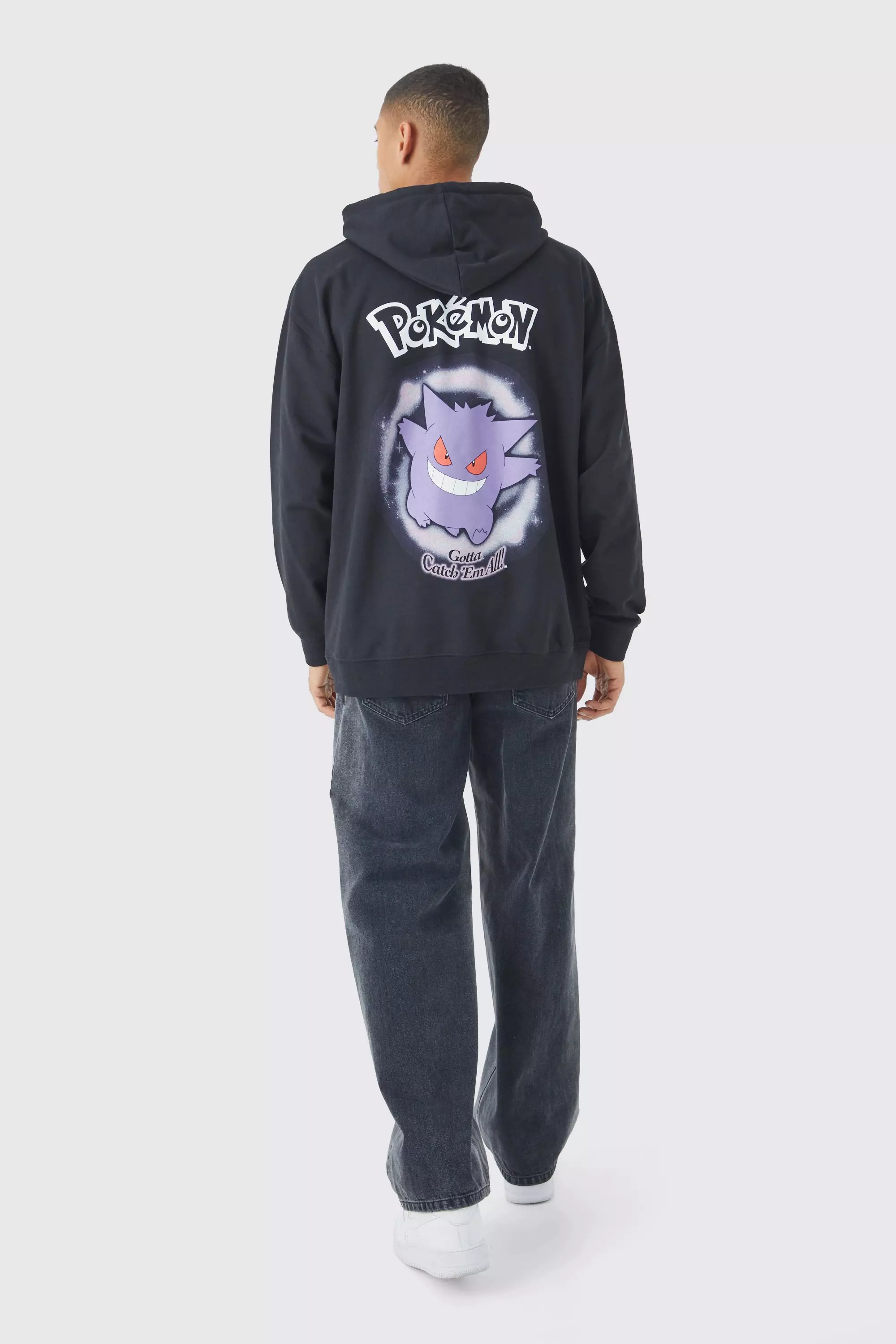 Black Oversized Pokemon Gengar License Hoodie alternative image