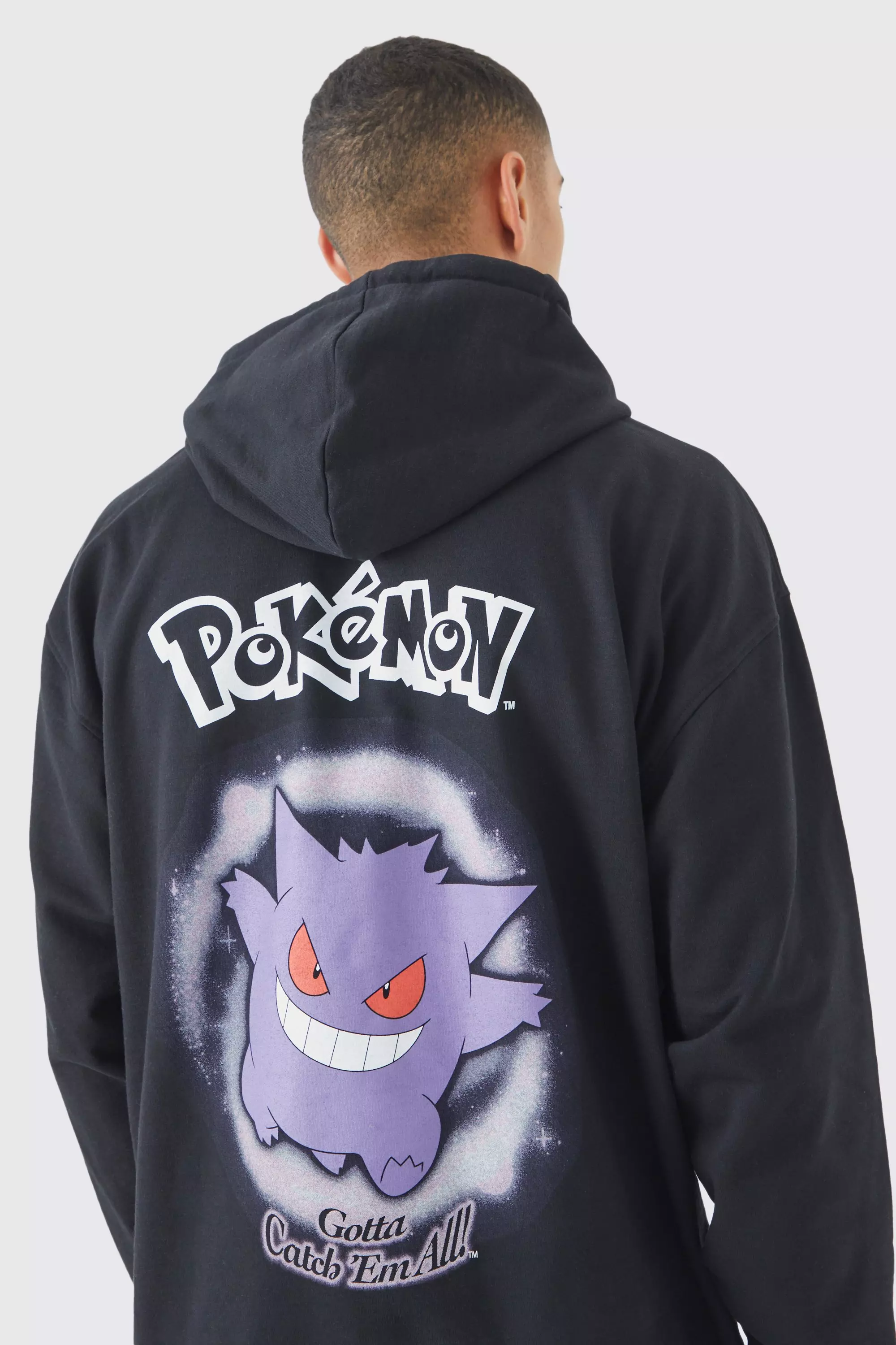 Black Oversized Pokemon Gengar License Hoodie alternative image