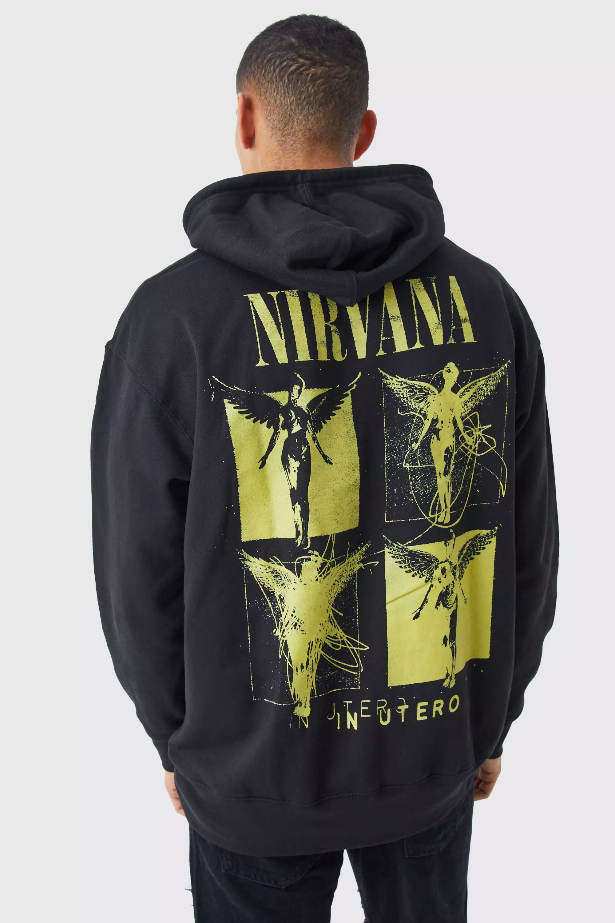 Black Oversized Gelicenseerde Nirvana Hoodie alternatieve afbeelding