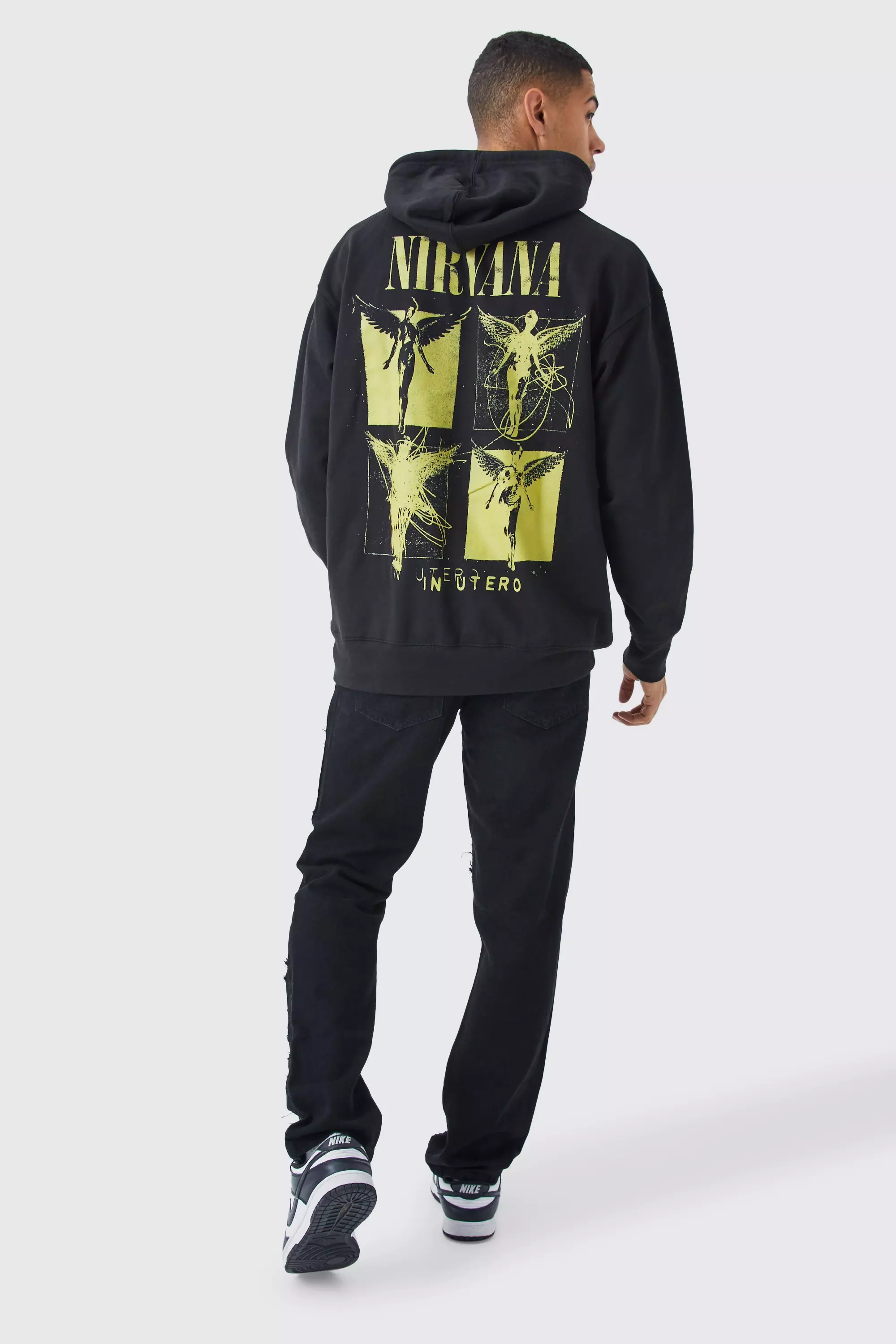 Black Oversized Gelicenseerde Nirvana Hoodie alternatieve afbeelding