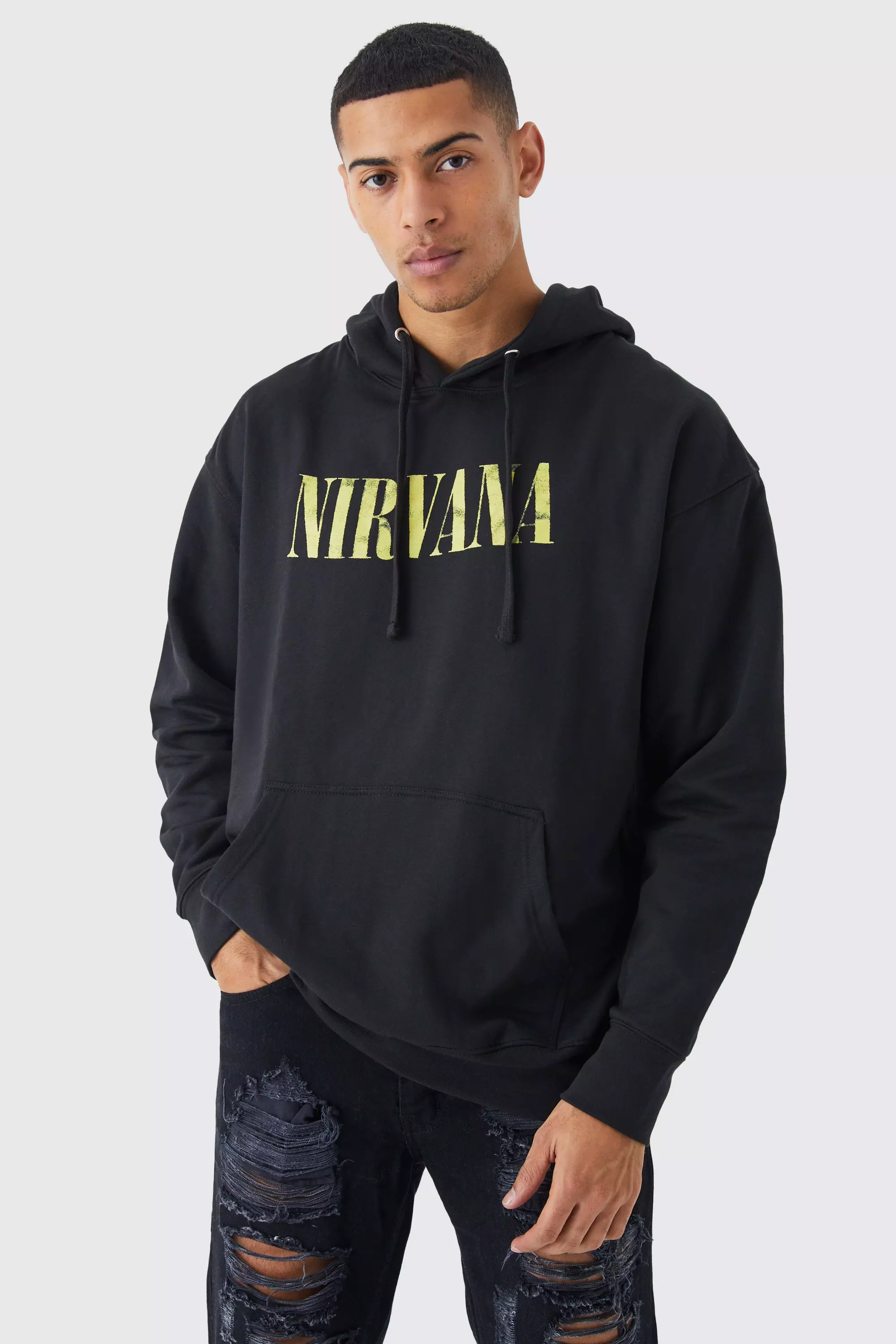 Black Oversized Gelicenseerde Nirvana Hoodie alternatieve afbeelding