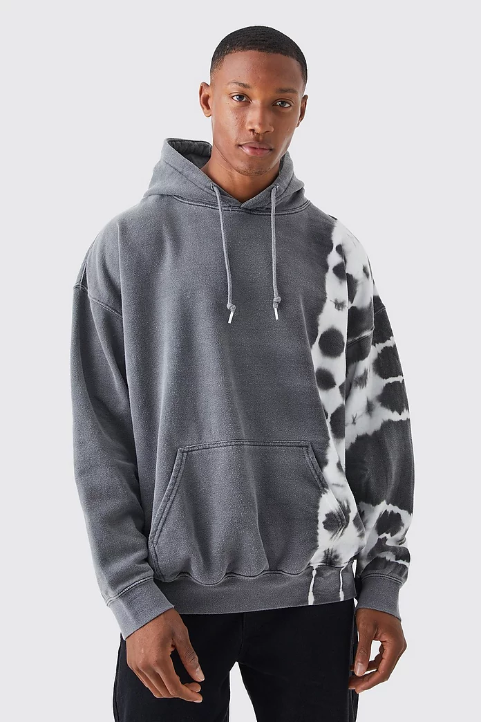 Oversized Bleach Tie Dye Graphic Hoodie | boohooMAN USA Oversized Bleach Tie Dye Graphic Hoodie | boohooMAN USA