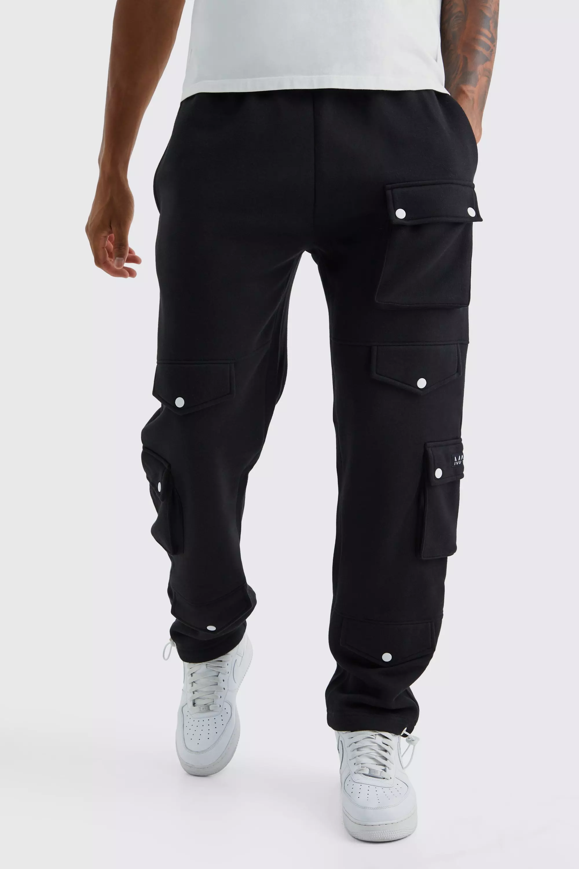 Black Tall Multi Pocket Cargo Joggers With Cuff alternative image