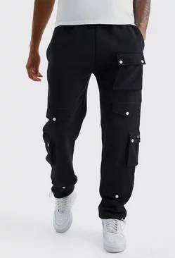 Tall Multi Pocket Cargo Jogger With Cuff Black