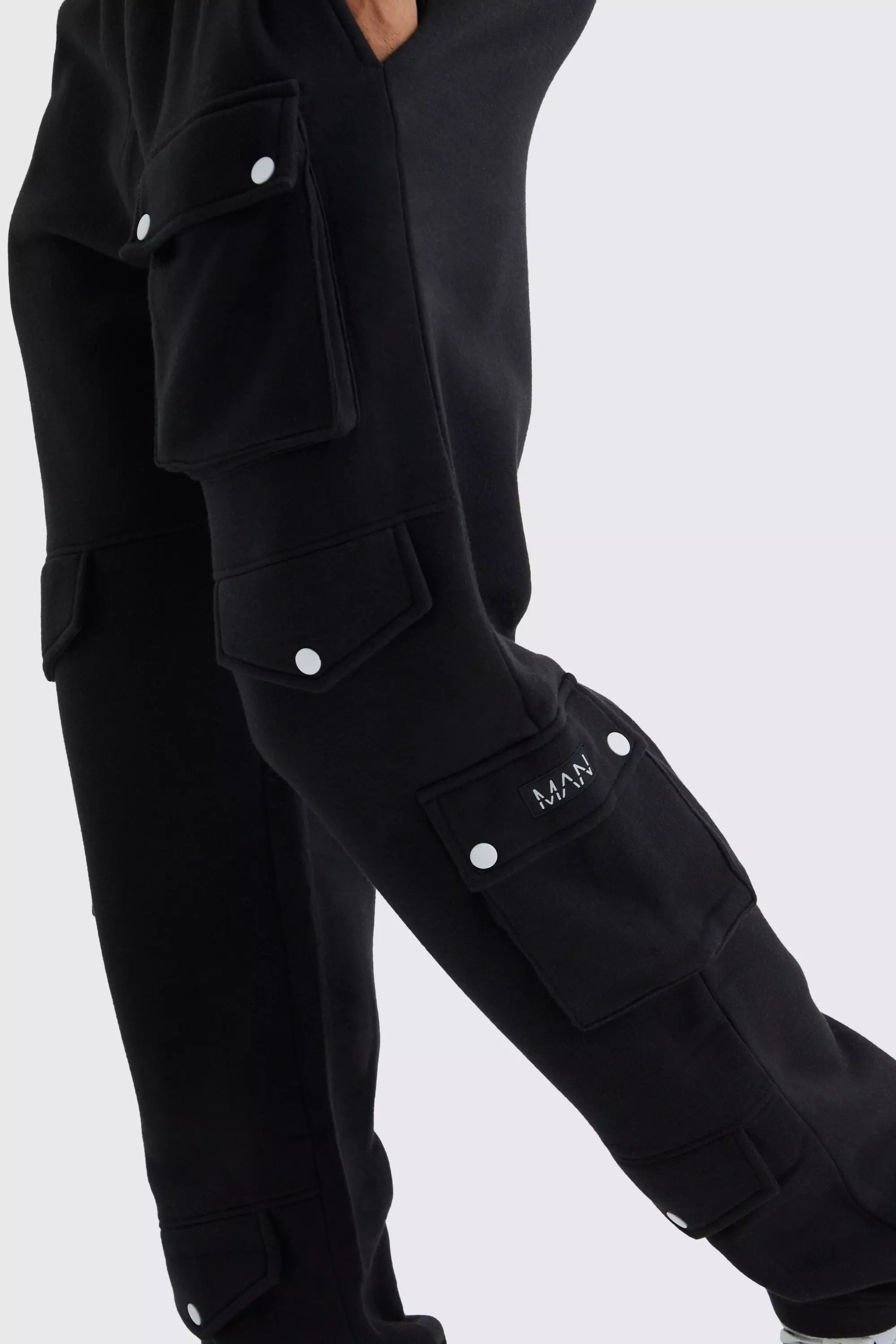 Black Tall Multi Pocket Cargo Joggers With Cuff alternative image
