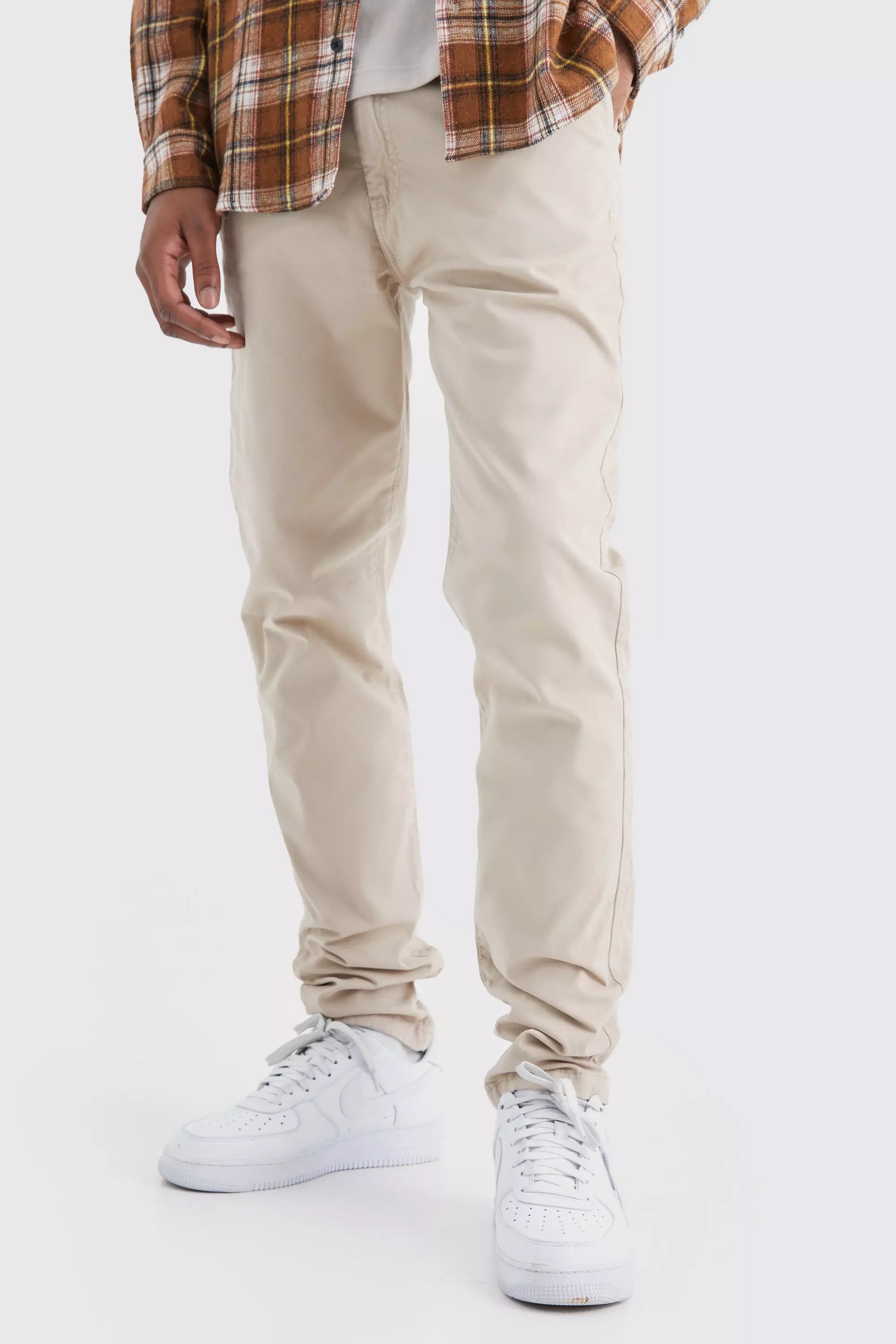 Stone Beige Tall Slim Chino Pants With Woven Tab