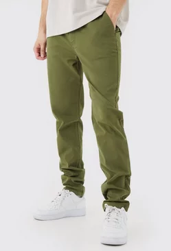 Tall Slim Chino Pants With Woven Tab Khaki
