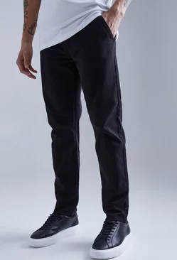 Slim Chino Pants With Woven Tab Black
