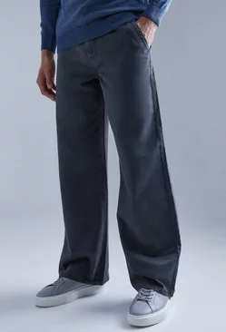 Charcoal Grey Wide Fit Chino Pants