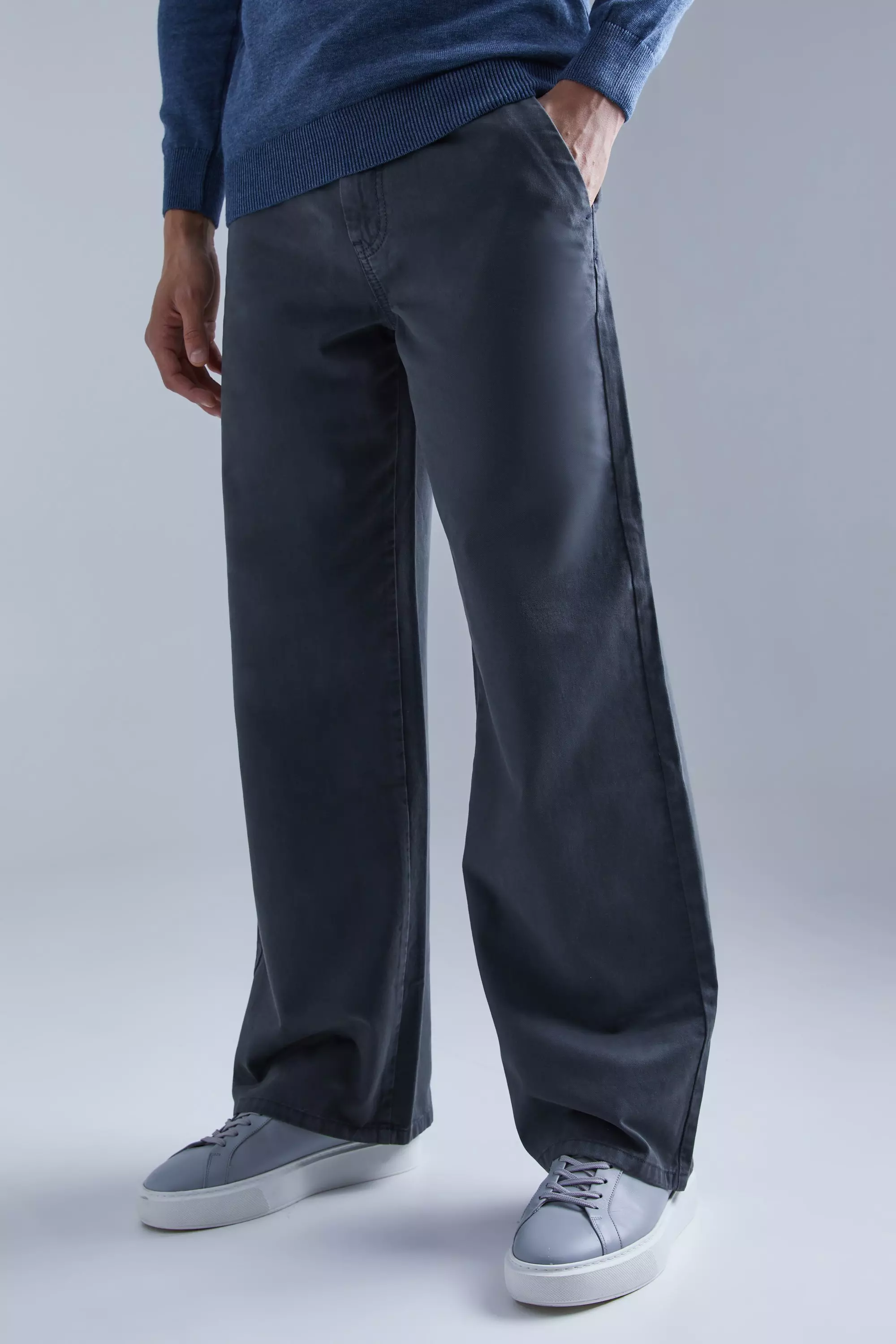 Wide Fit Chino Pants Charcoal