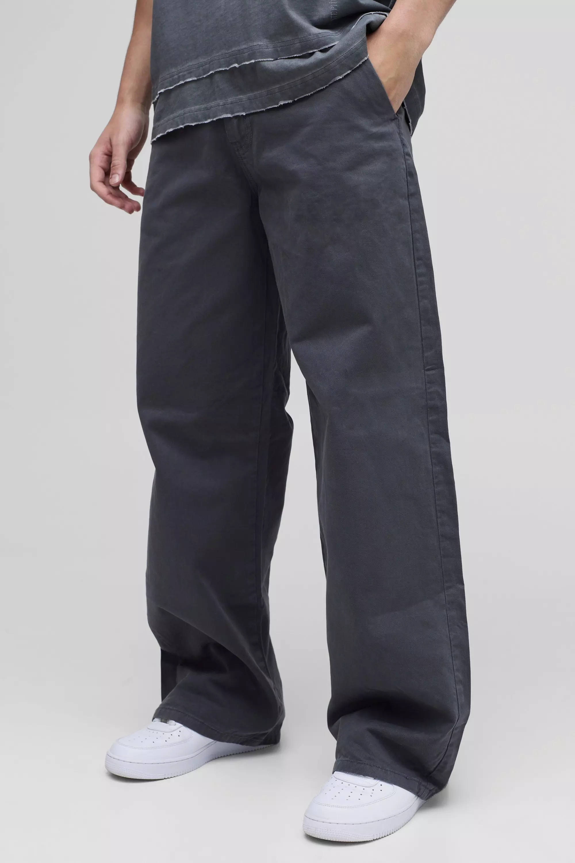 Wide Fit Chino Pants Charcoal