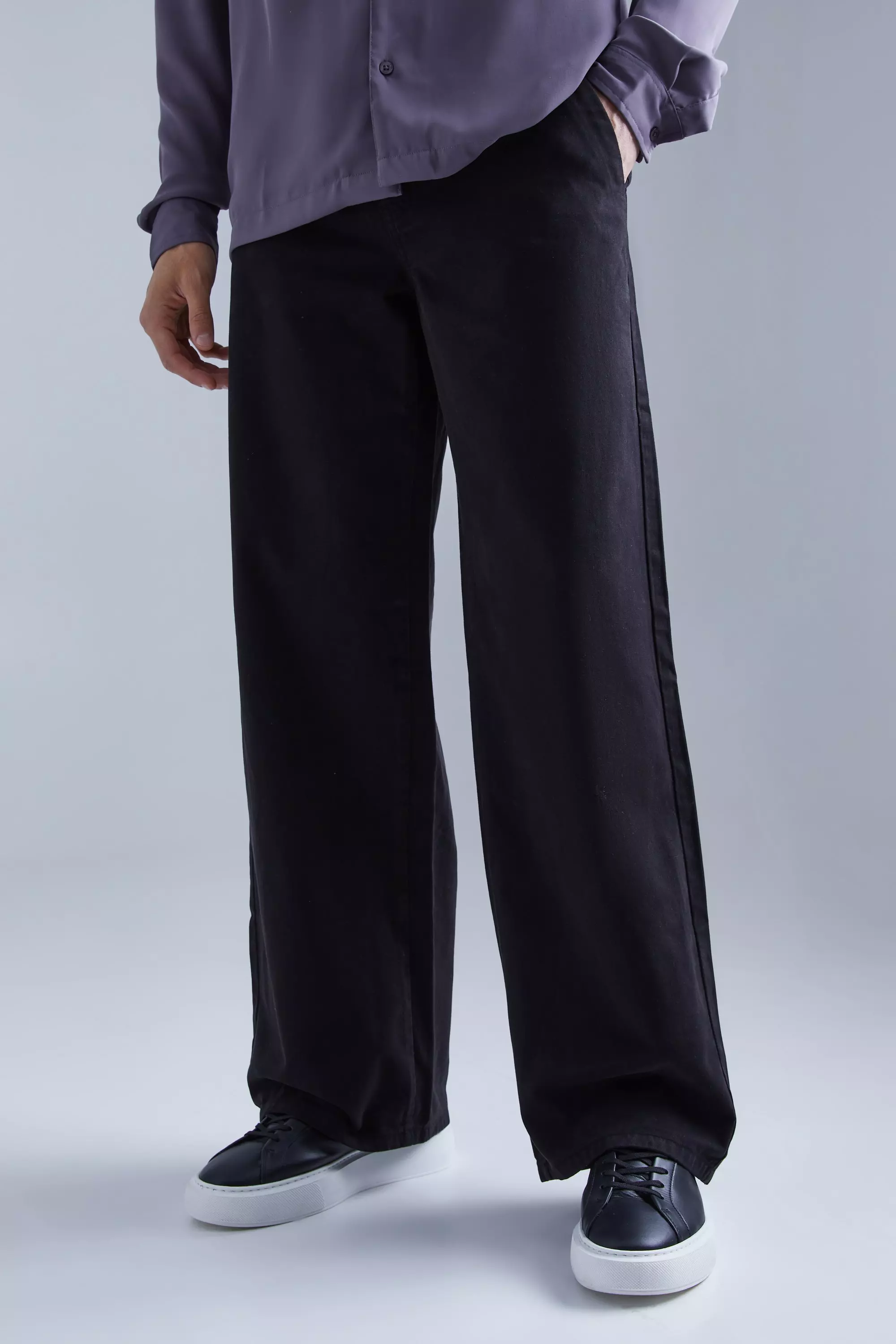 Black Wide Fit Chino Pants
