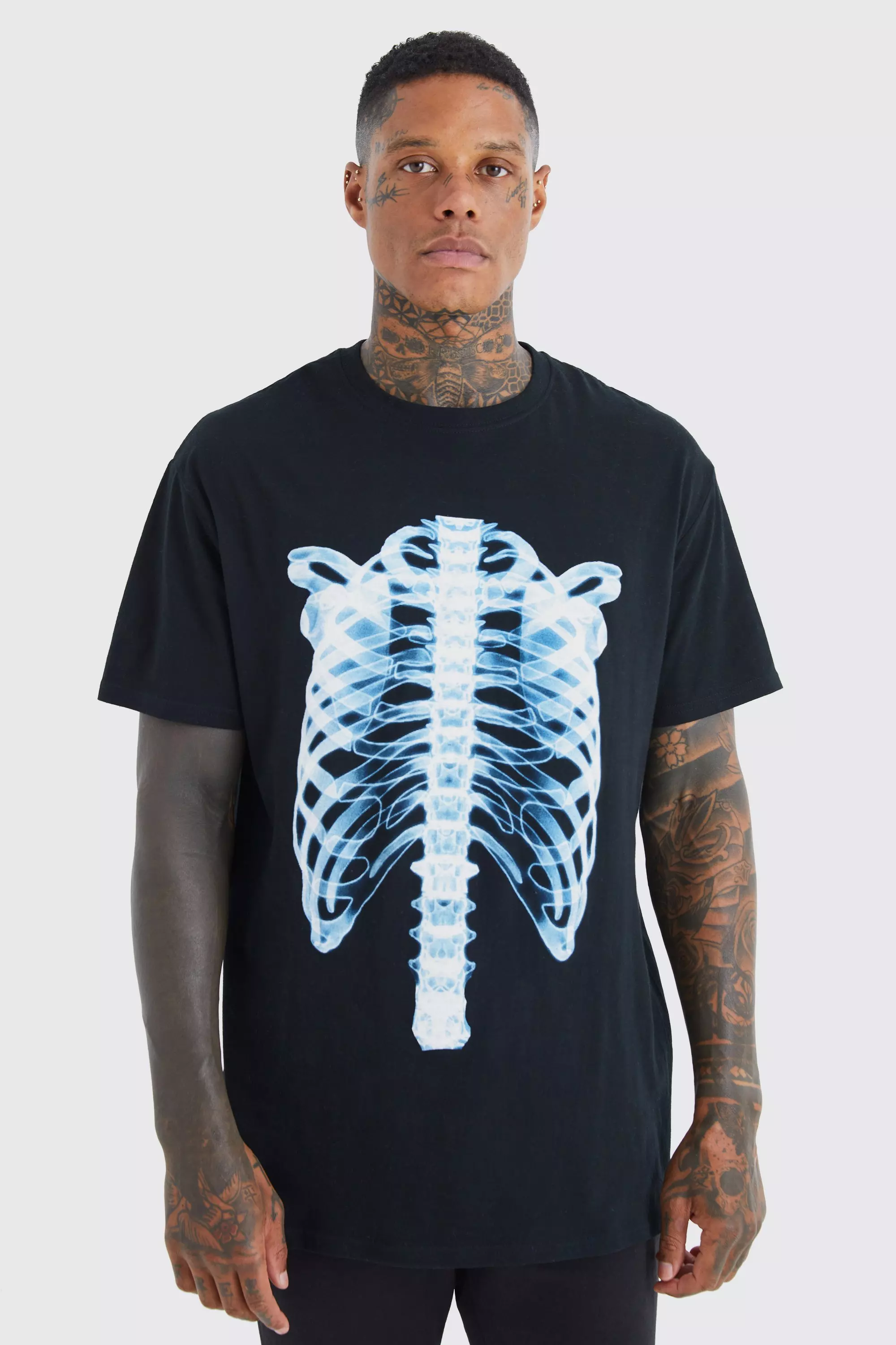 Oversized Skeleton X-ray T-shirt Black