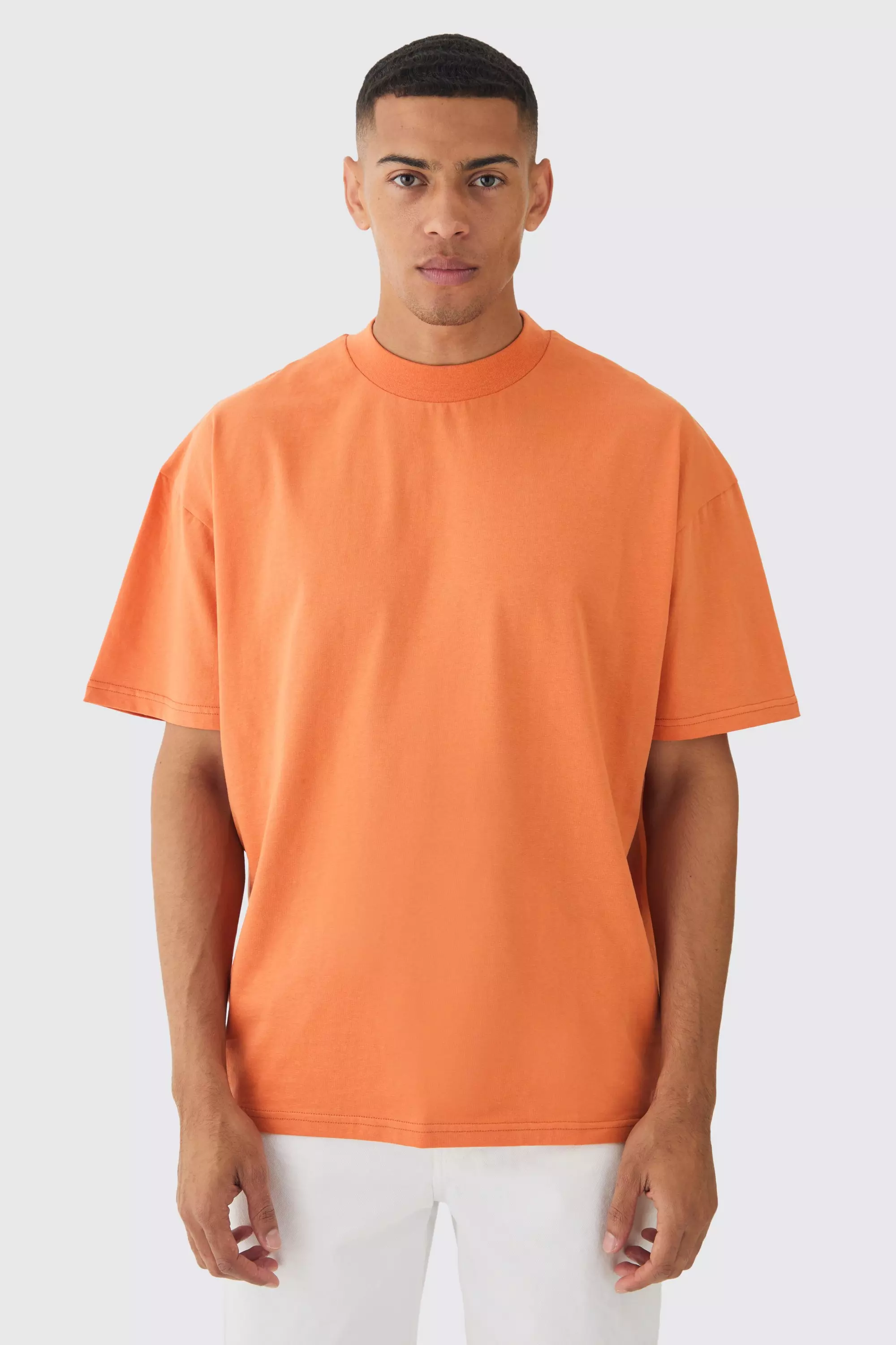 Orange Oversized Extended Neck Heavy T-shirt