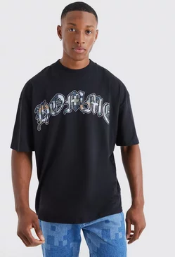 Oversized Camo Homme Graphic T-shirt black
