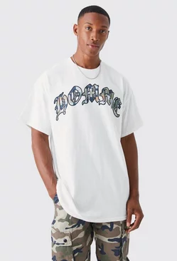 Oversized Camo Homme Graphic T-shirt white